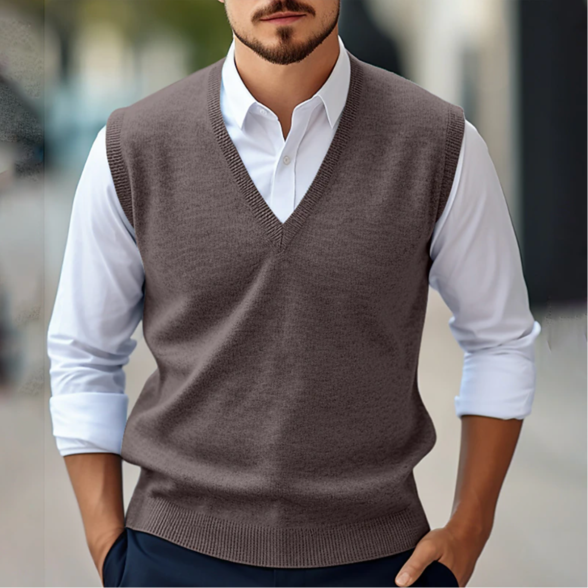 Herre Veste Med V-Hals | Klassisk Design