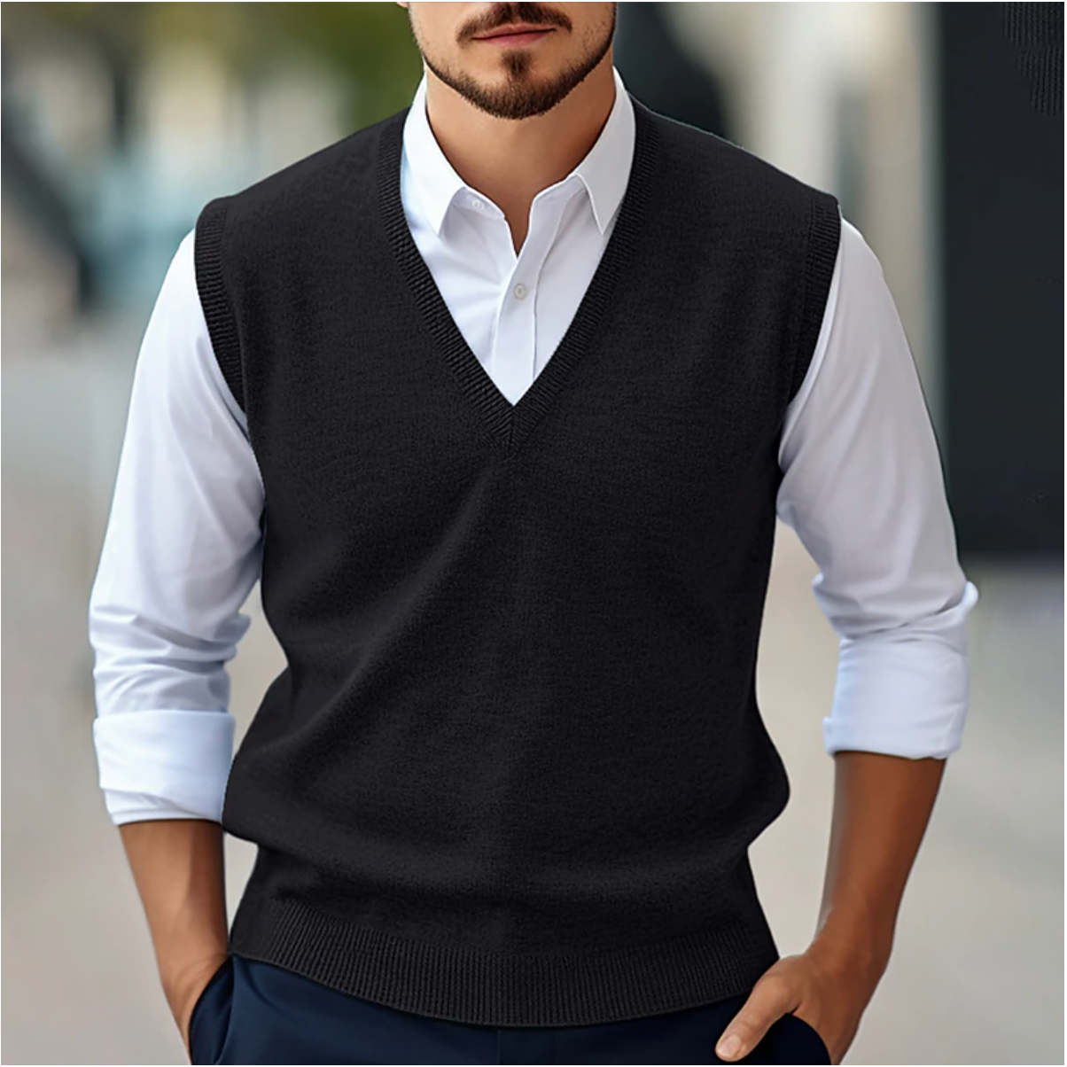 Herre Veste Med V-Hals | Klassisk Design