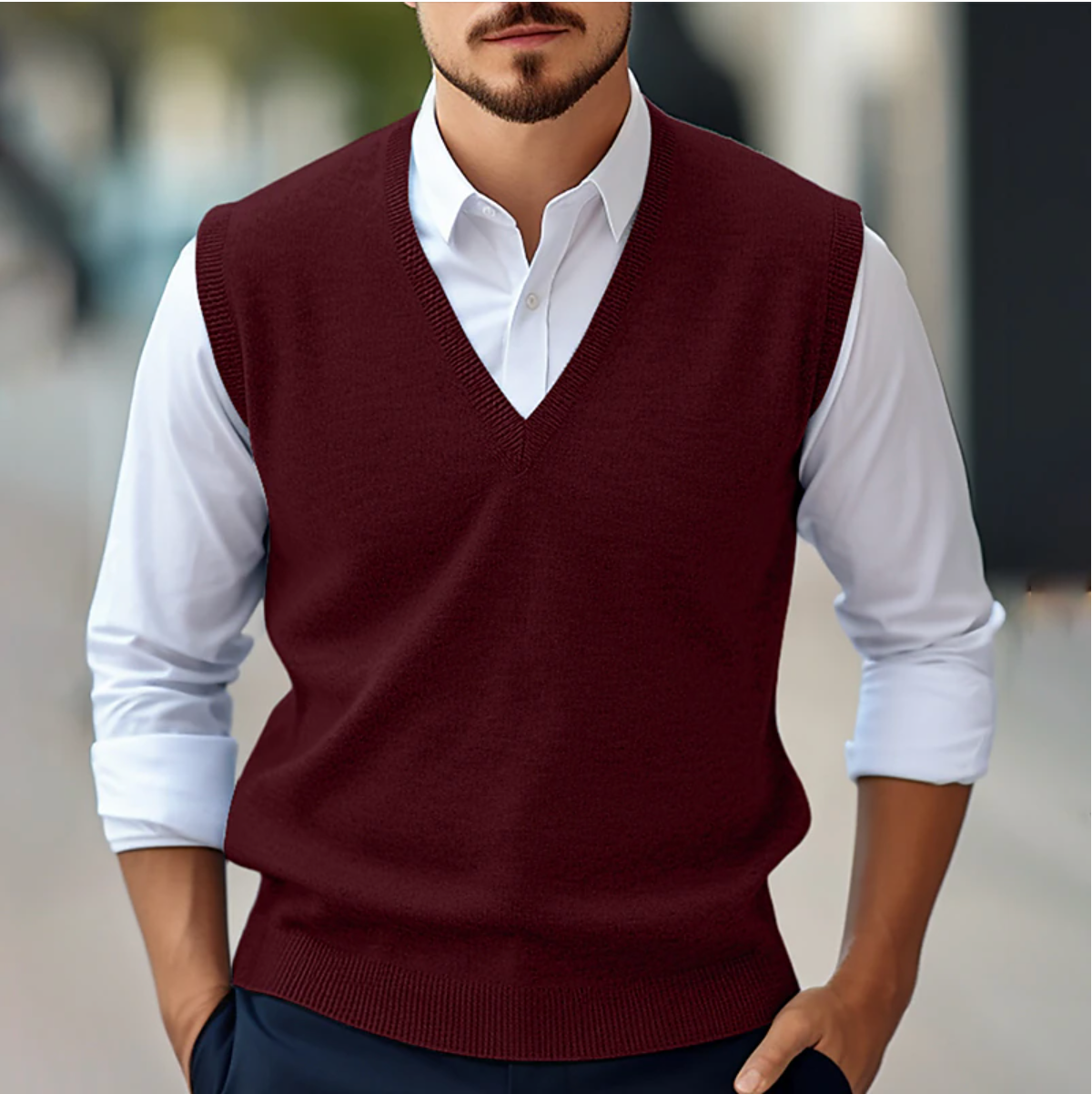 Herre Veste Med V-Hals | Klassisk Design