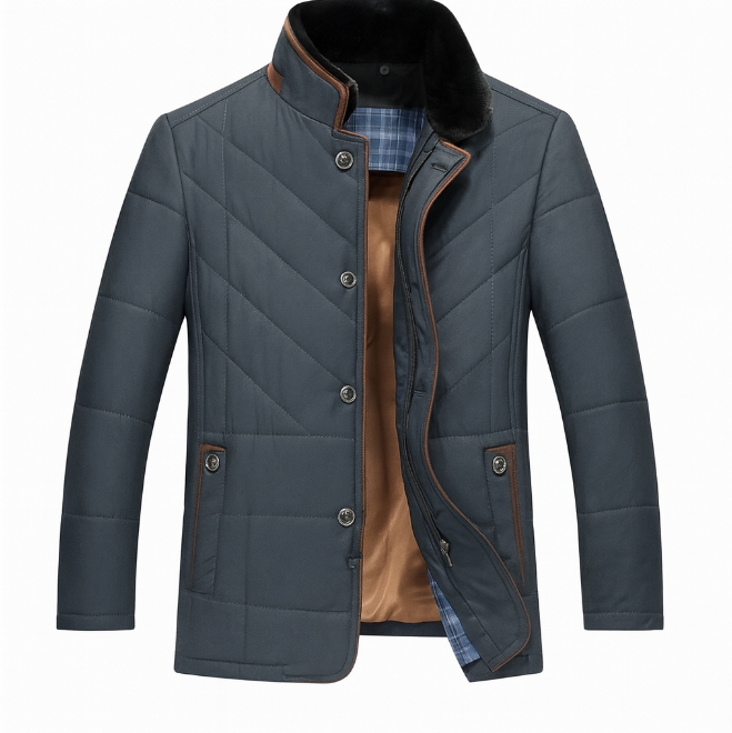 Herre Vinterjakke Med Høj Krave & Quilt | Kort