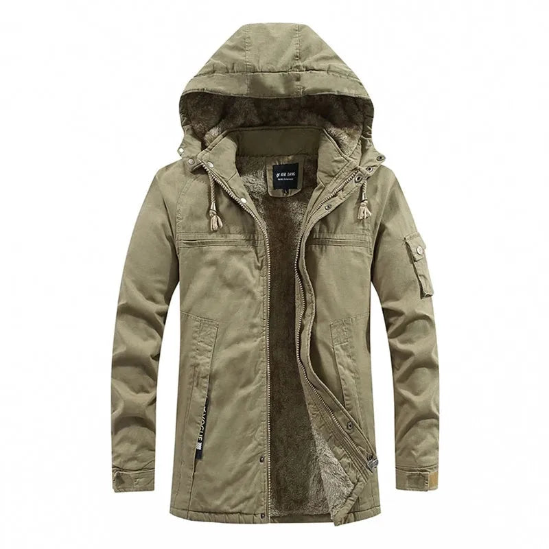 Herrer Army Vinterjakke Med Hætte & Fleece