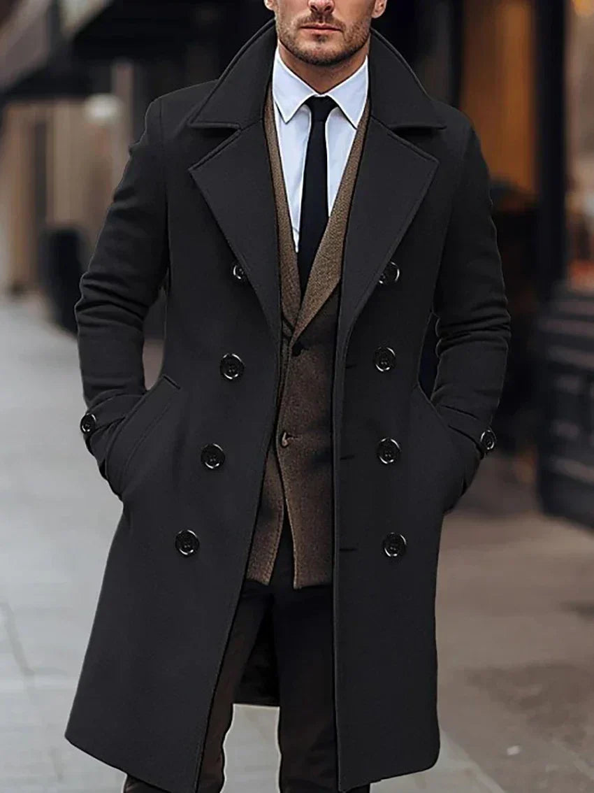 Herrer Dobbeltknap Trenchcoat Med Lommer