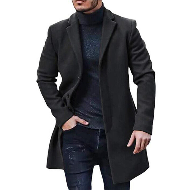 Herrer Frakke Med Knaplukning & Slank Pasform