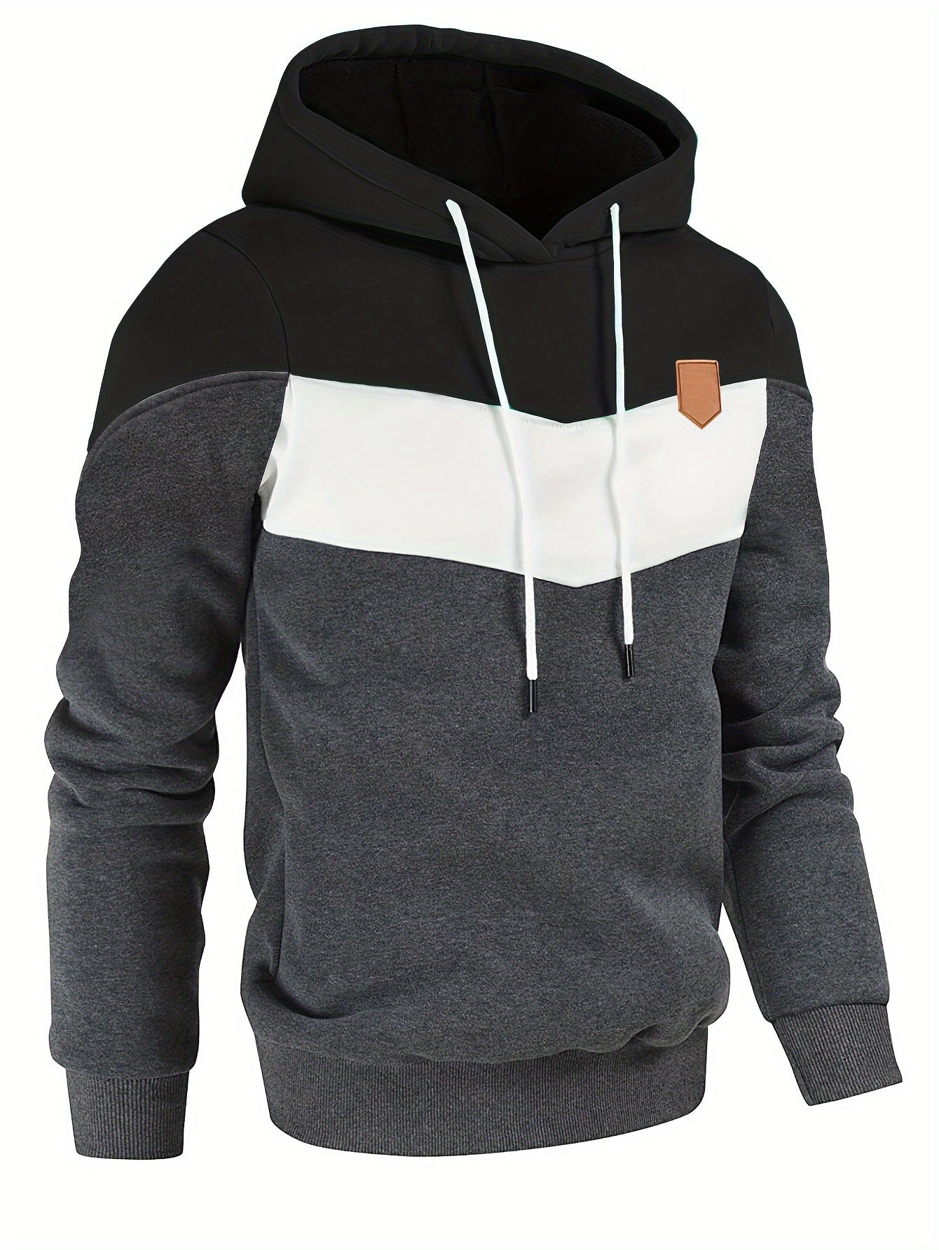 Herrer Hoodie Med Farveblokdesign & Snøre