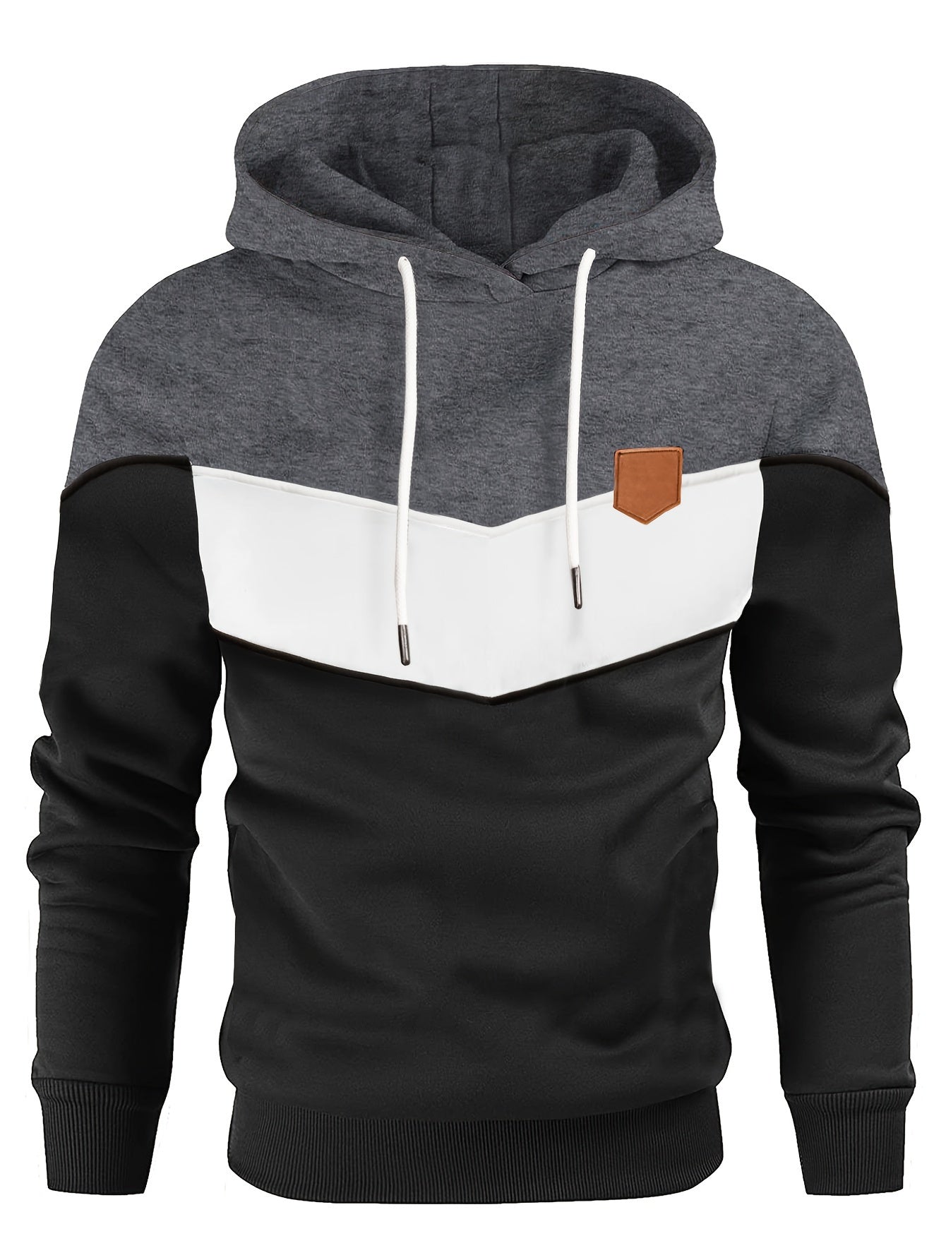 Herrer Hoodie Med Farveblokdesign & Snøre