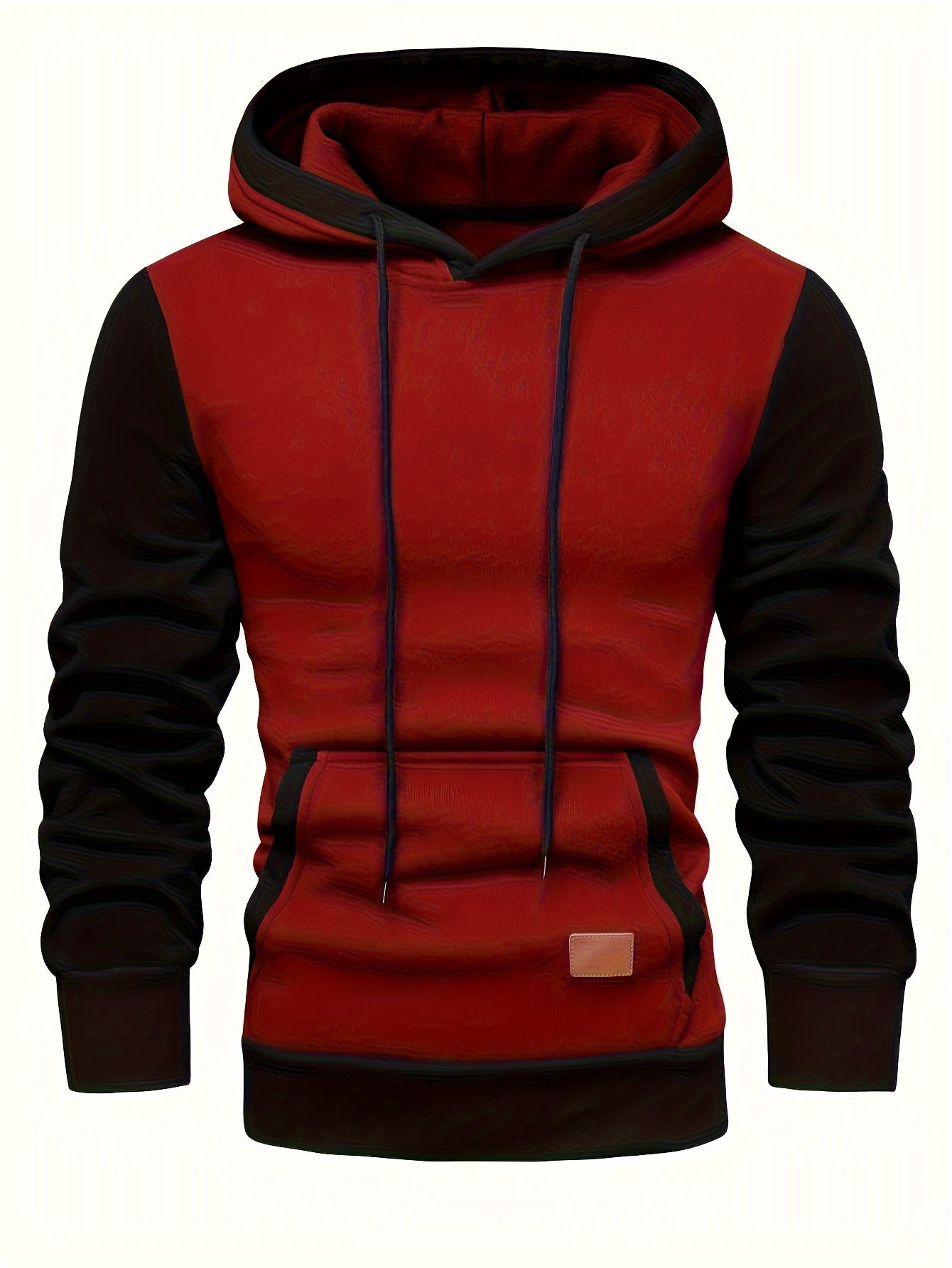 Herrer Hoodie Med Kontrastærmer & Kængurulomme