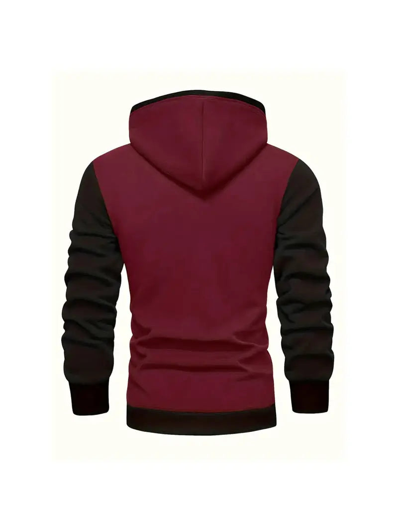Herrer Hoodie Med Kontrastærmer & Kængurulomme