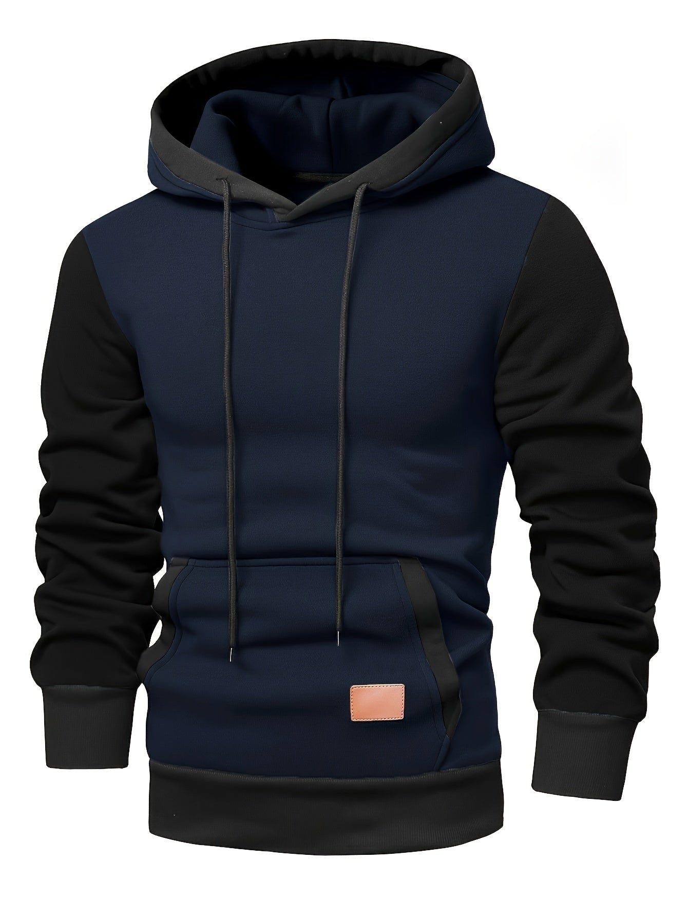 Herrer Hoodie Med Kontrastærmer & Kængurulomme