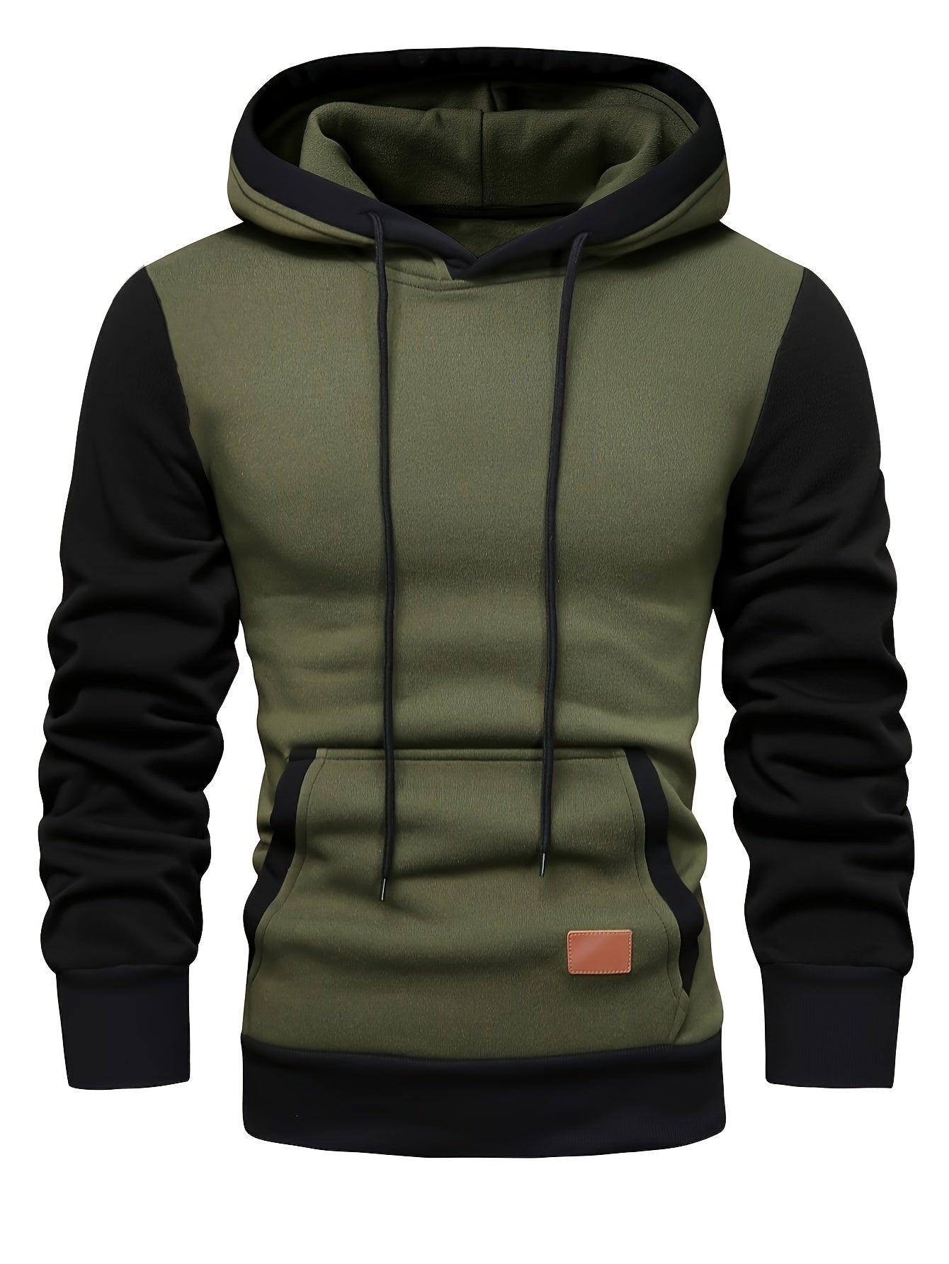 Herrer Hoodie Med Kontrastærmer & Kængurulomme