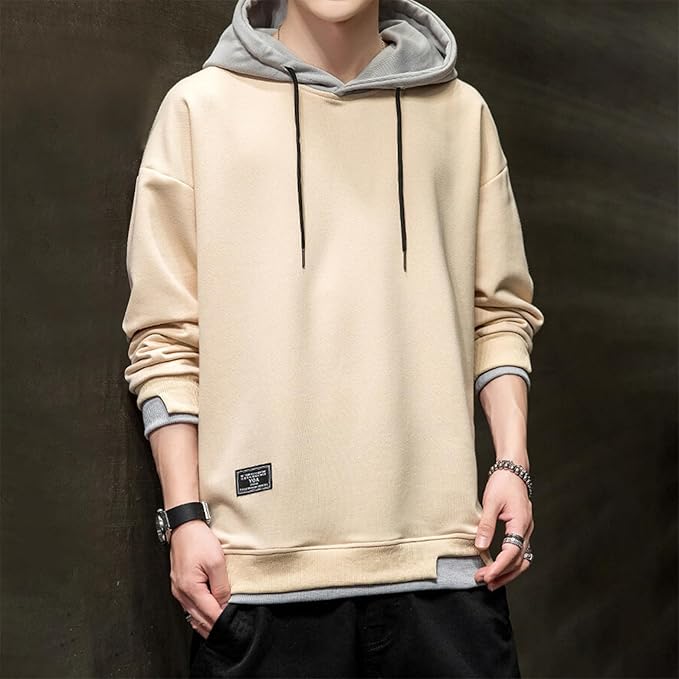Herrer Hoodie Med Kontrasthætte & Snøre