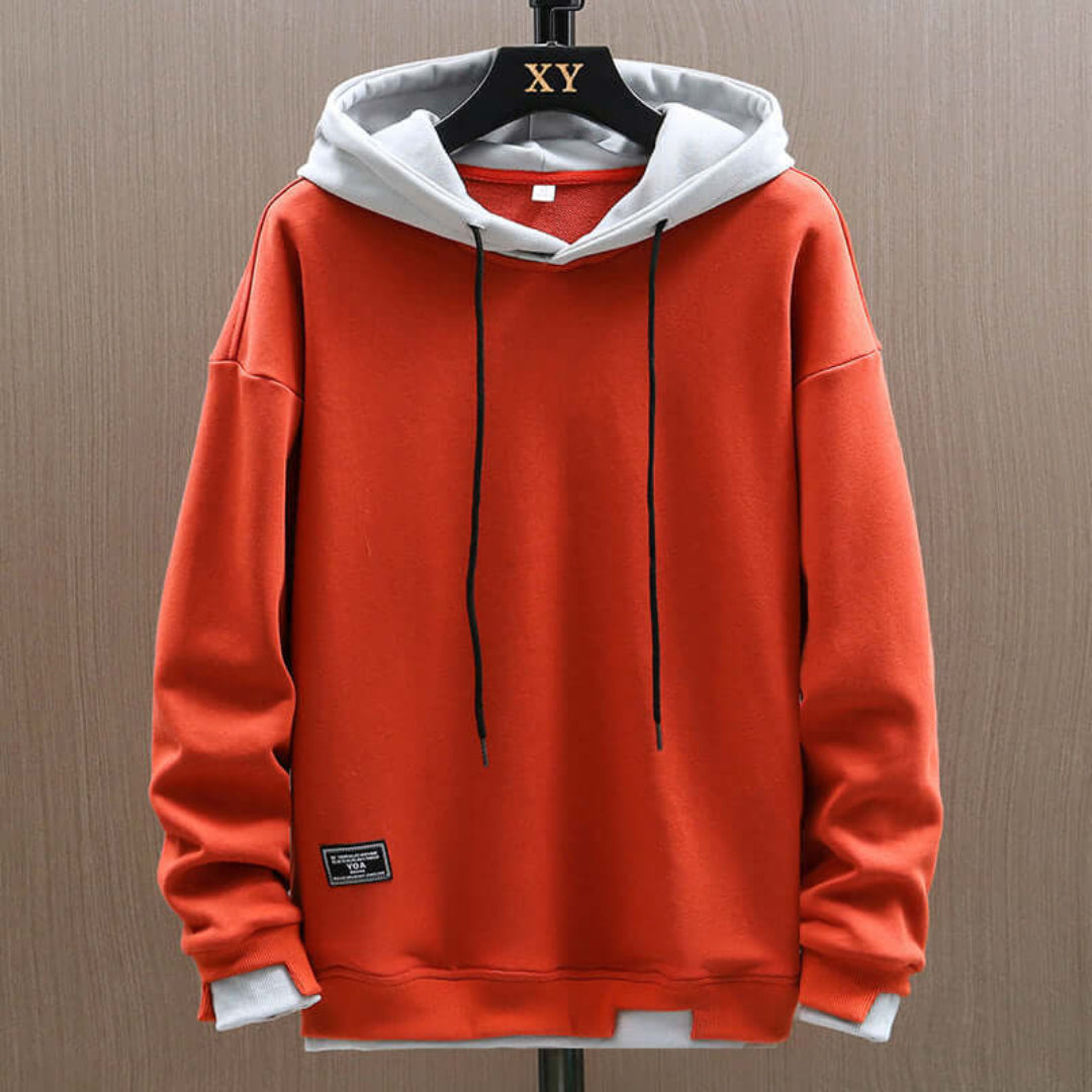 Herrer Hoodie Med Kontrasthætte & Snøre