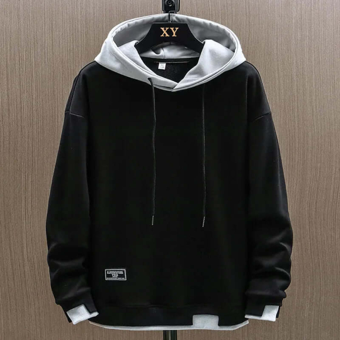 Herrer Hoodie Med Kontrasthætte & Snøre
