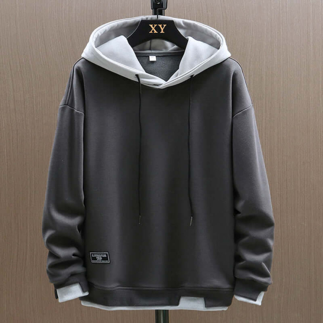 Herrer Hoodie Med Kontrasthætte & Snøre