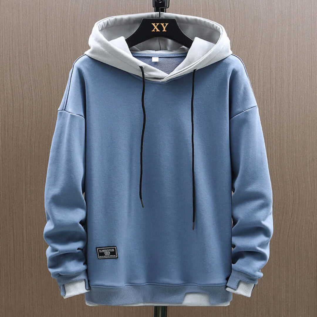 Herrer Hoodie Med Kontrasthætte & Snøre