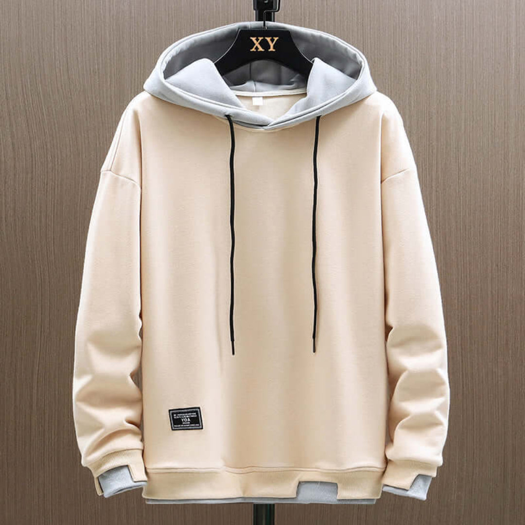 Herrer Hoodie Med Kontrasthætte & Snøre