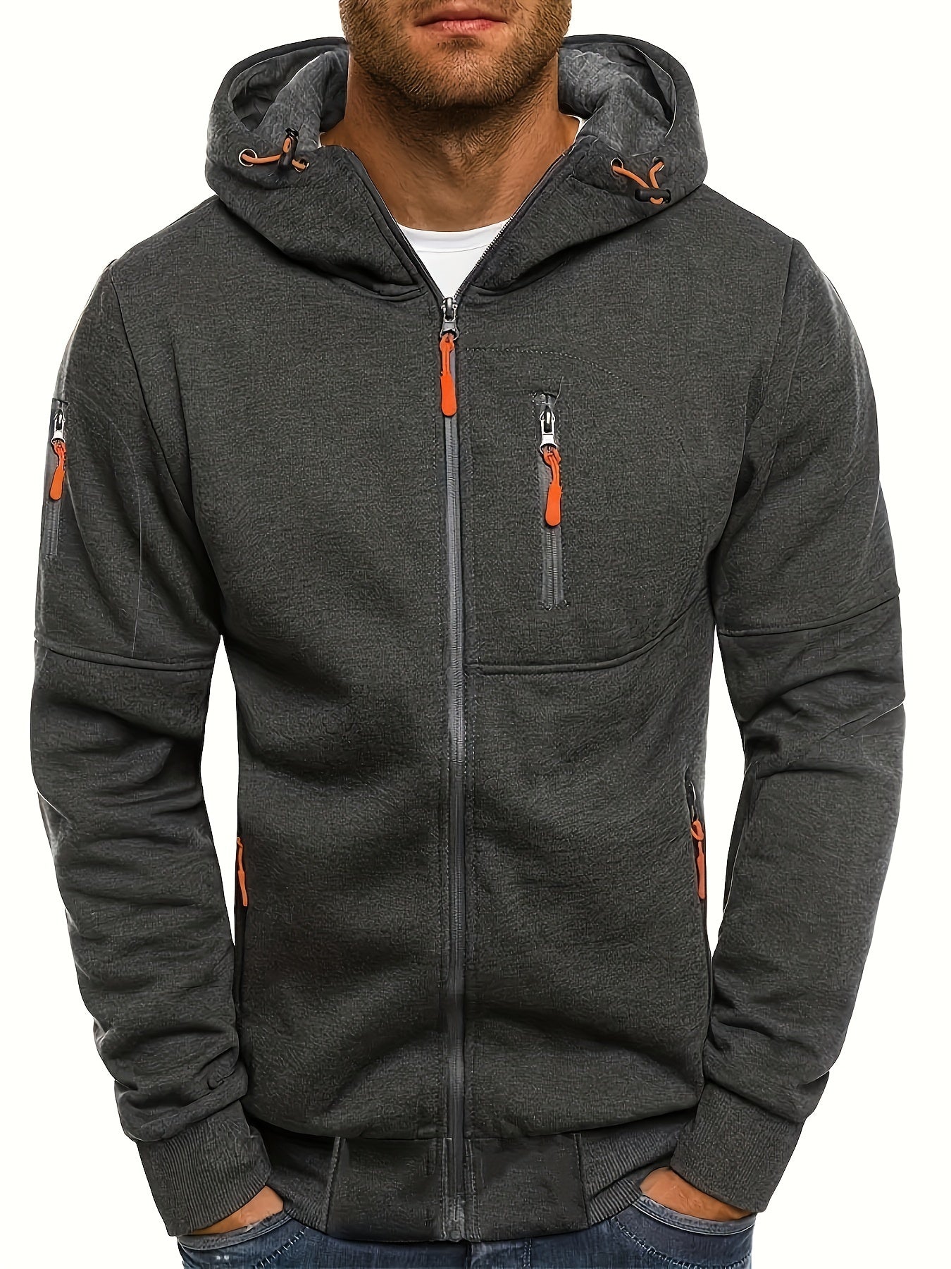 Herrer Hoodie Med Lynlås | Hætte & Armelommer
