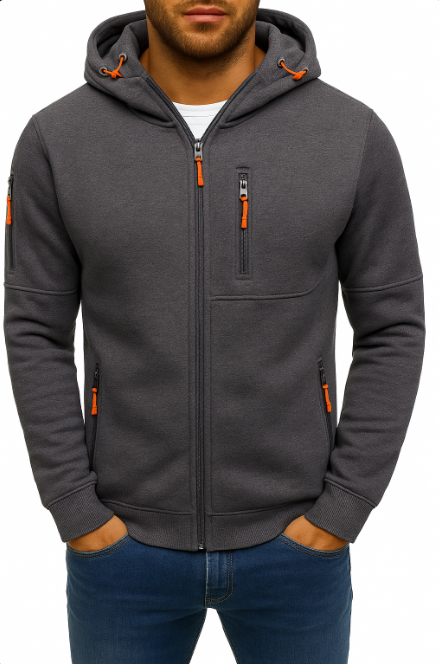 Herrer Hoodie Med Lynlås | Hætte & Armelommer