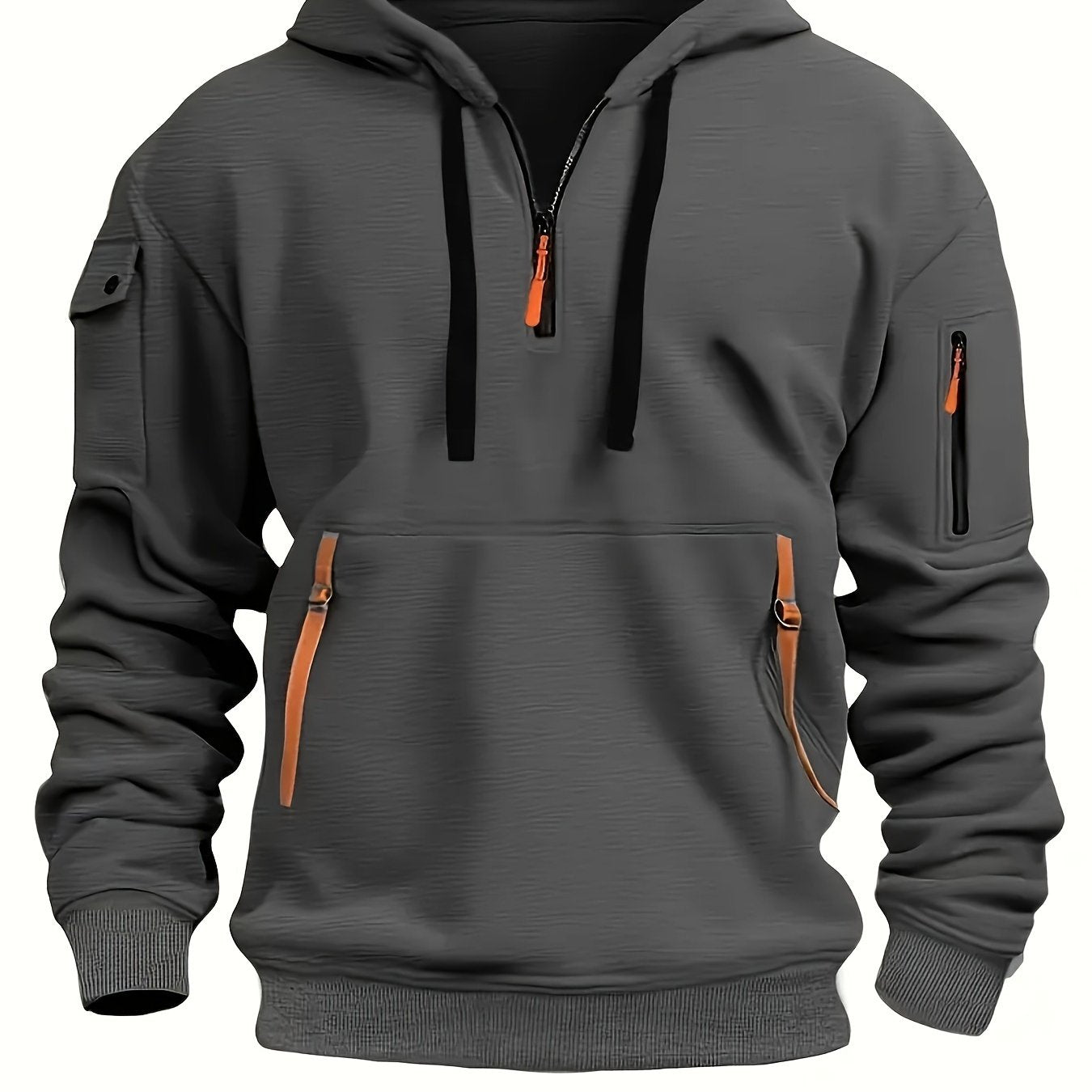 Herrer Hoodie Med Neon Lynlås & Lommer