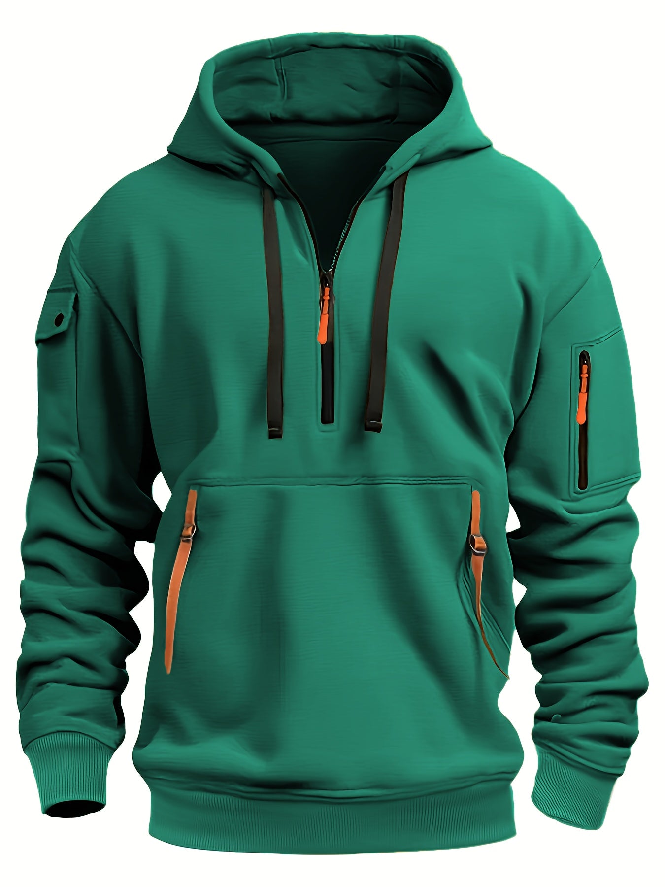 Herrer Hoodie Med Neon Lynlås & Lommer