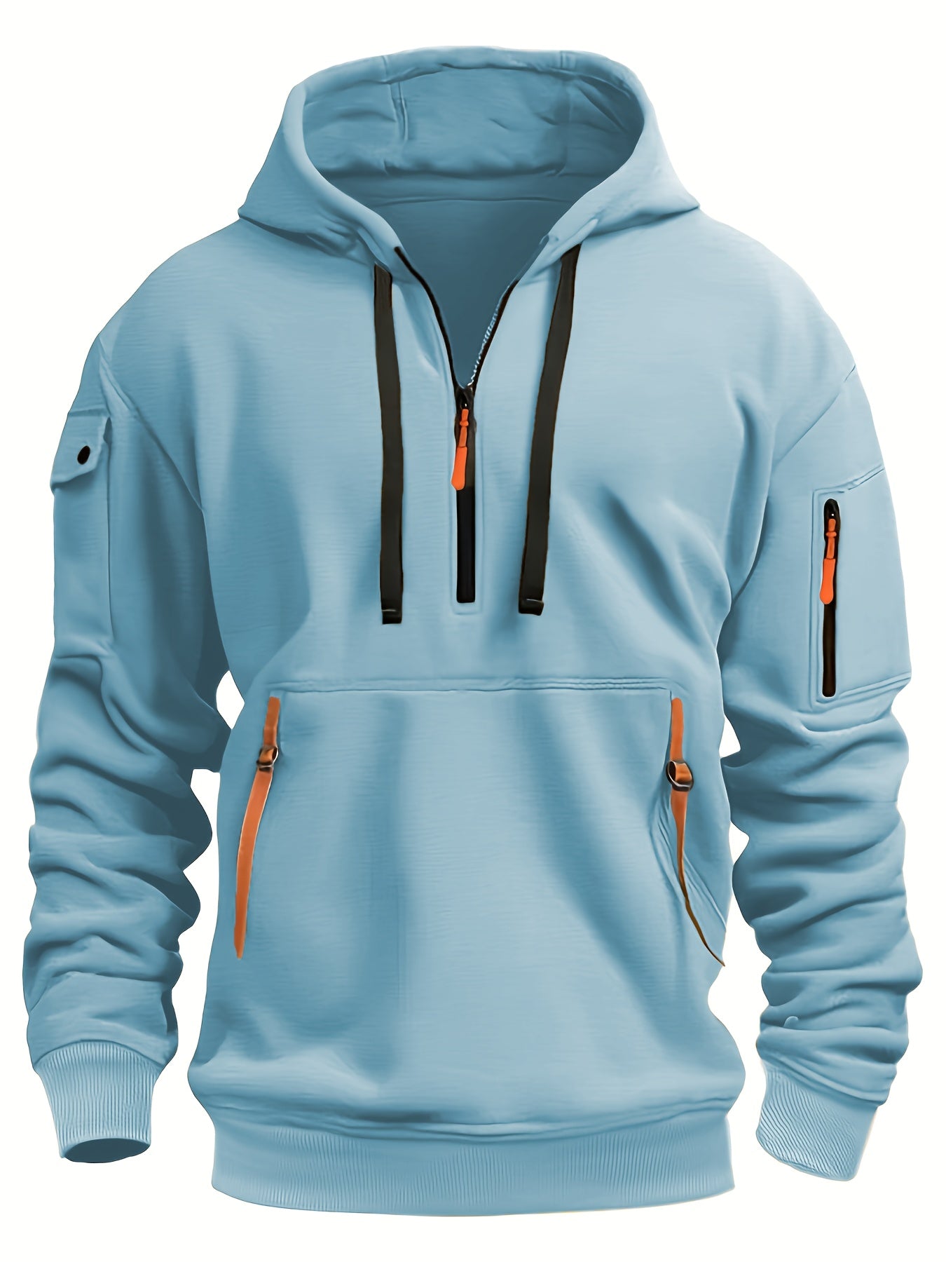 Herrer Hoodie Med Neon Lynlås & Lommer