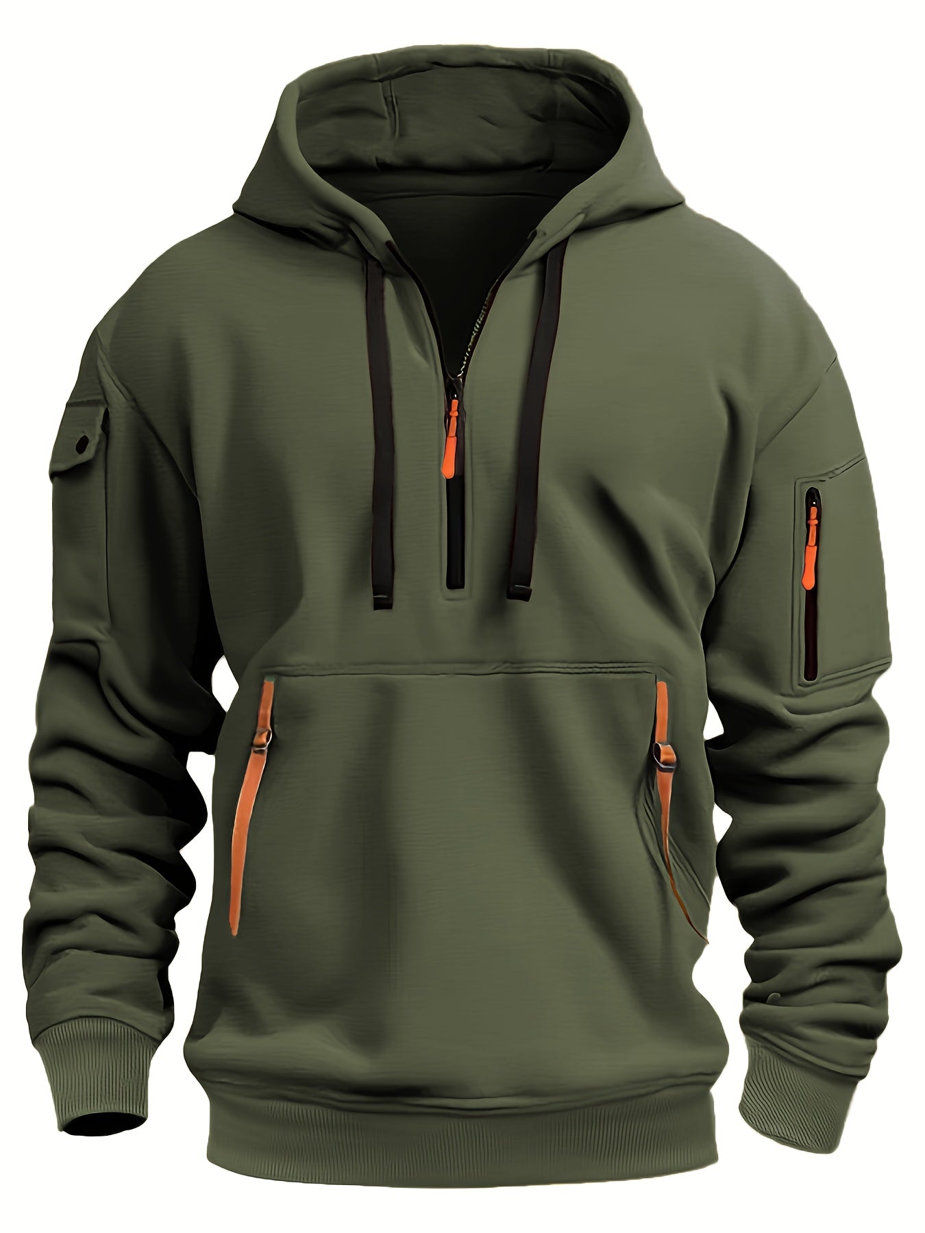 Herrer Hoodie Med Neon Lynlås & Lommer