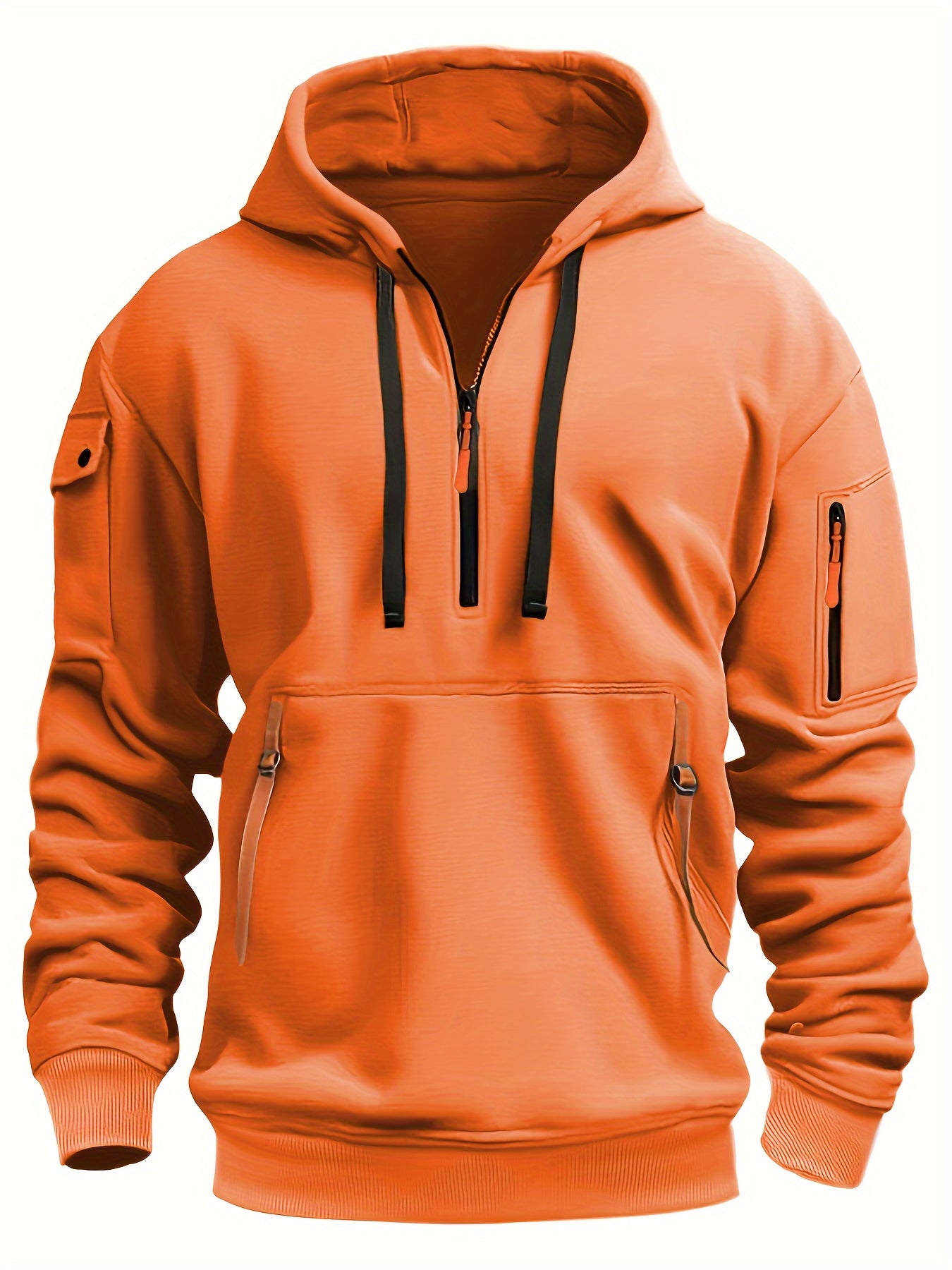 Herrer Hoodie Med Neon Lynlås & Lommer