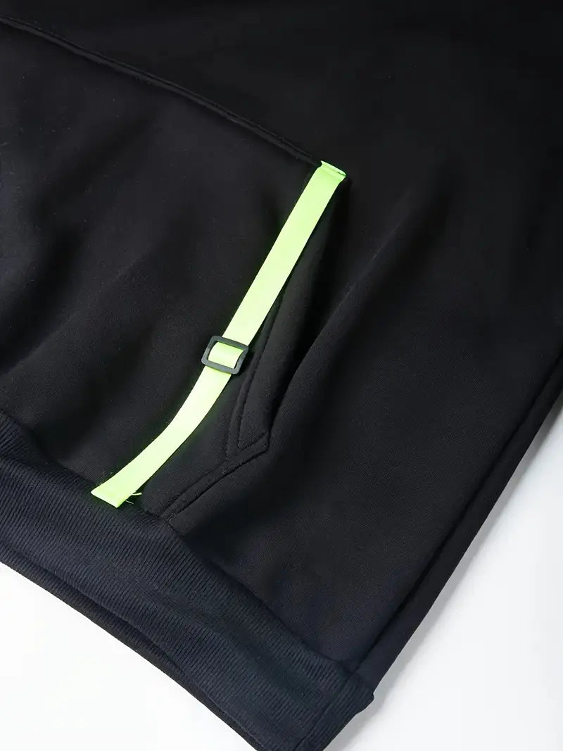 Herrer Hoodie Med Neon Lynlås & Lommer