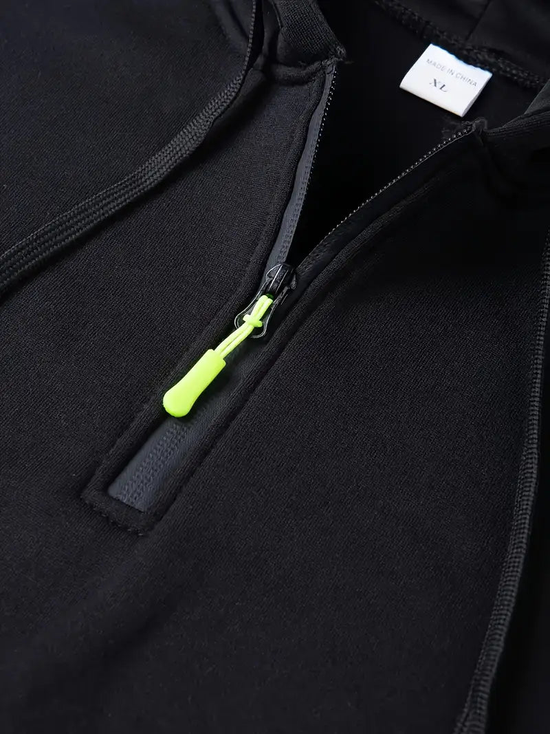 Herrer Hoodie Med Neon Lynlås & Lommer