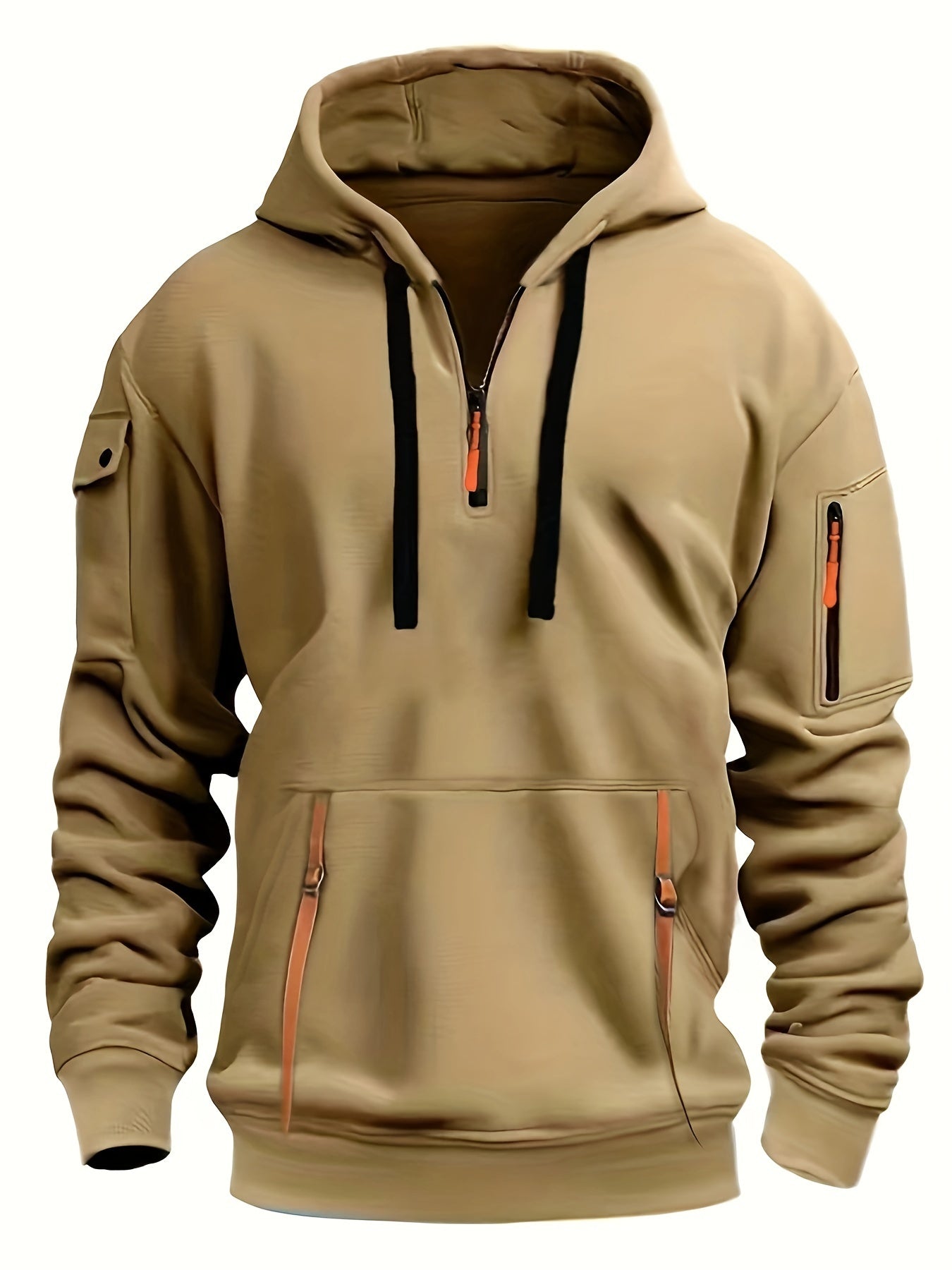 Herrer Hoodie Med Neon Lynlås & Lommer