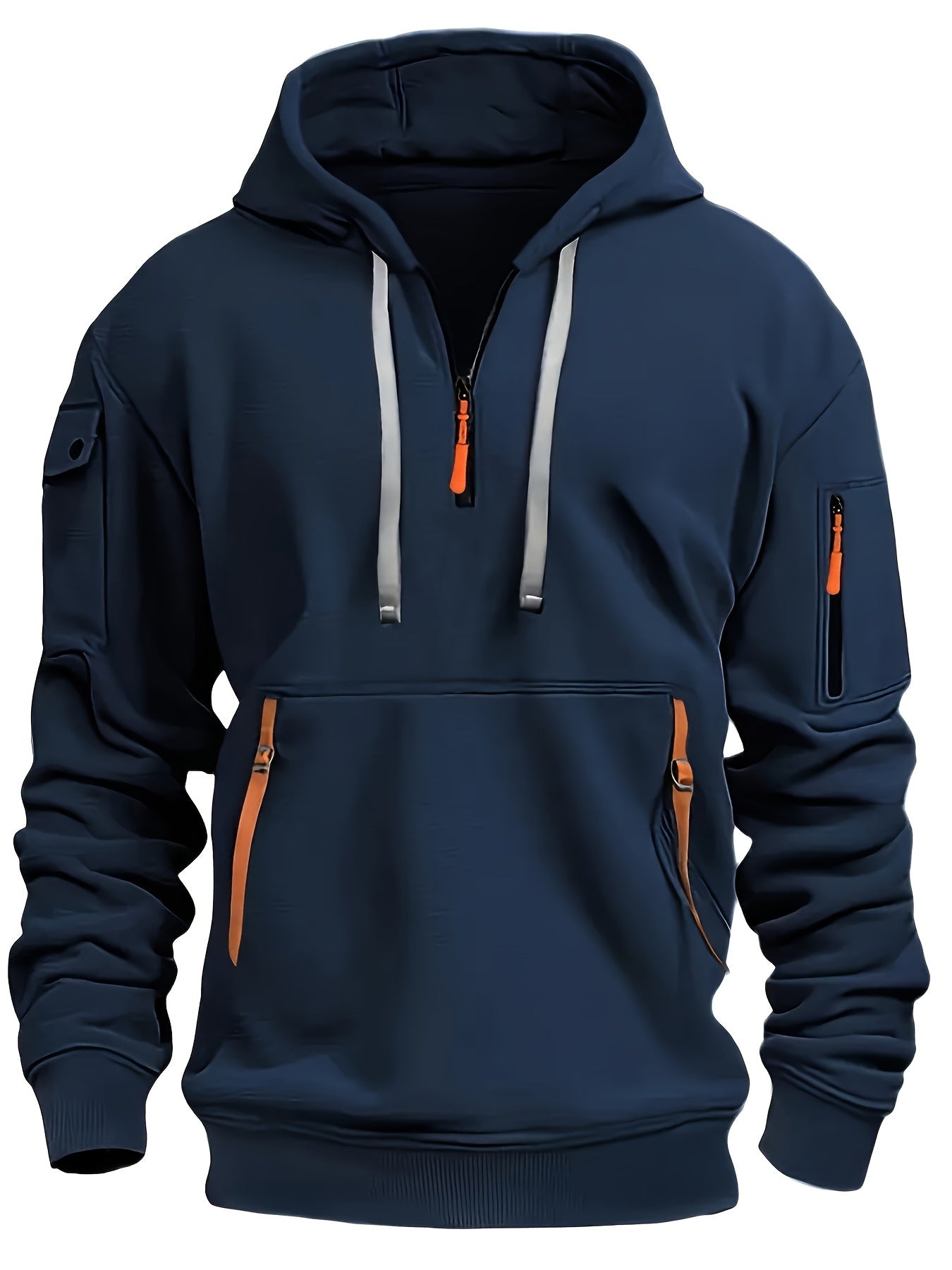 Herrer Hoodie Med Neon Lynlås & Lommer