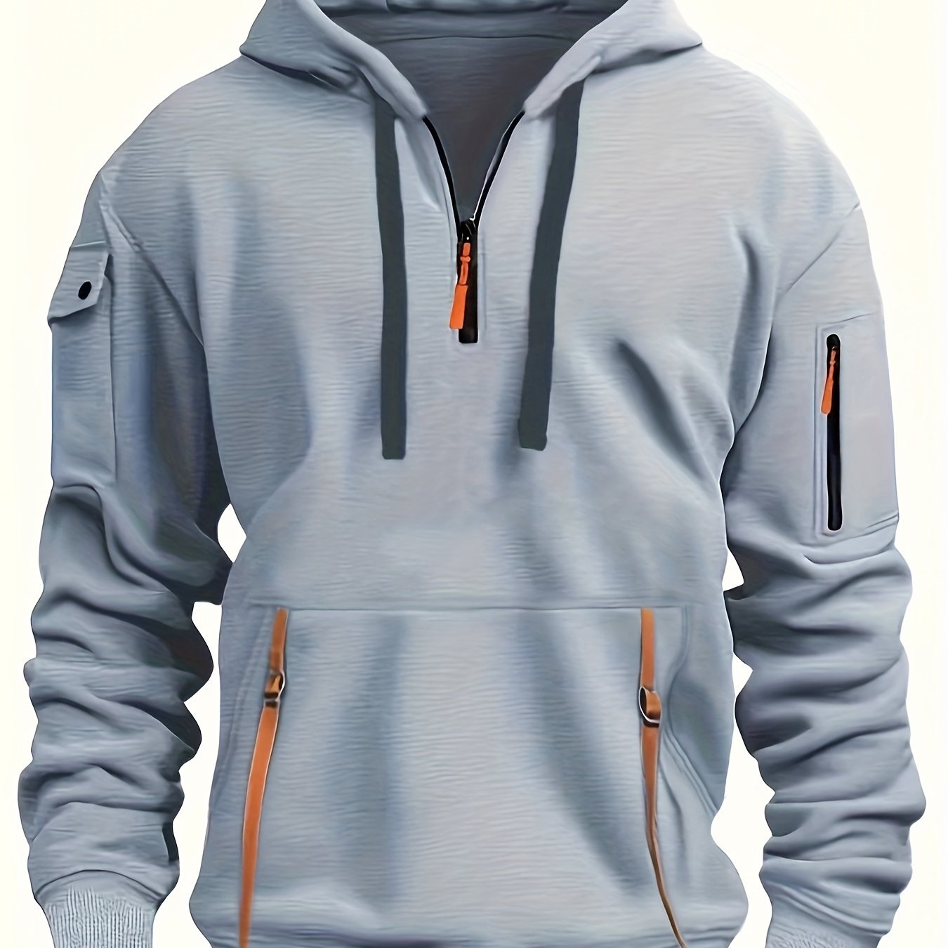 Herrer Hoodie Med Neon Lynlås & Lommer