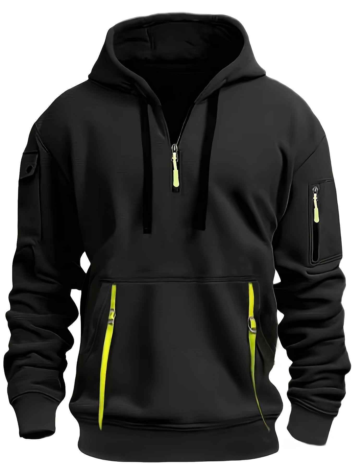 Herrer Hoodie Med Neon Lynlås & Lommer