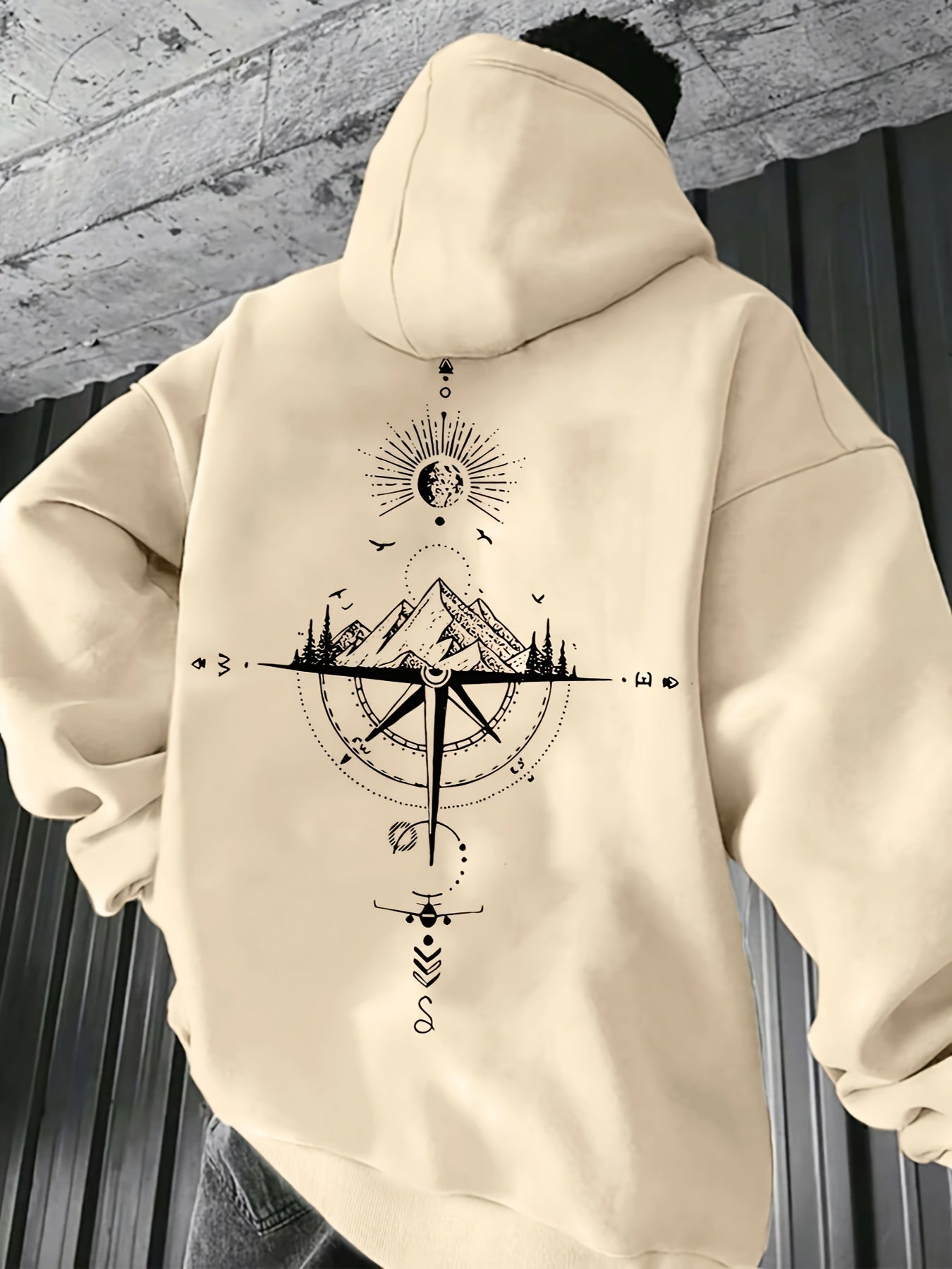 Herrer Hoodie Med Printdetalje & Kængurulomme