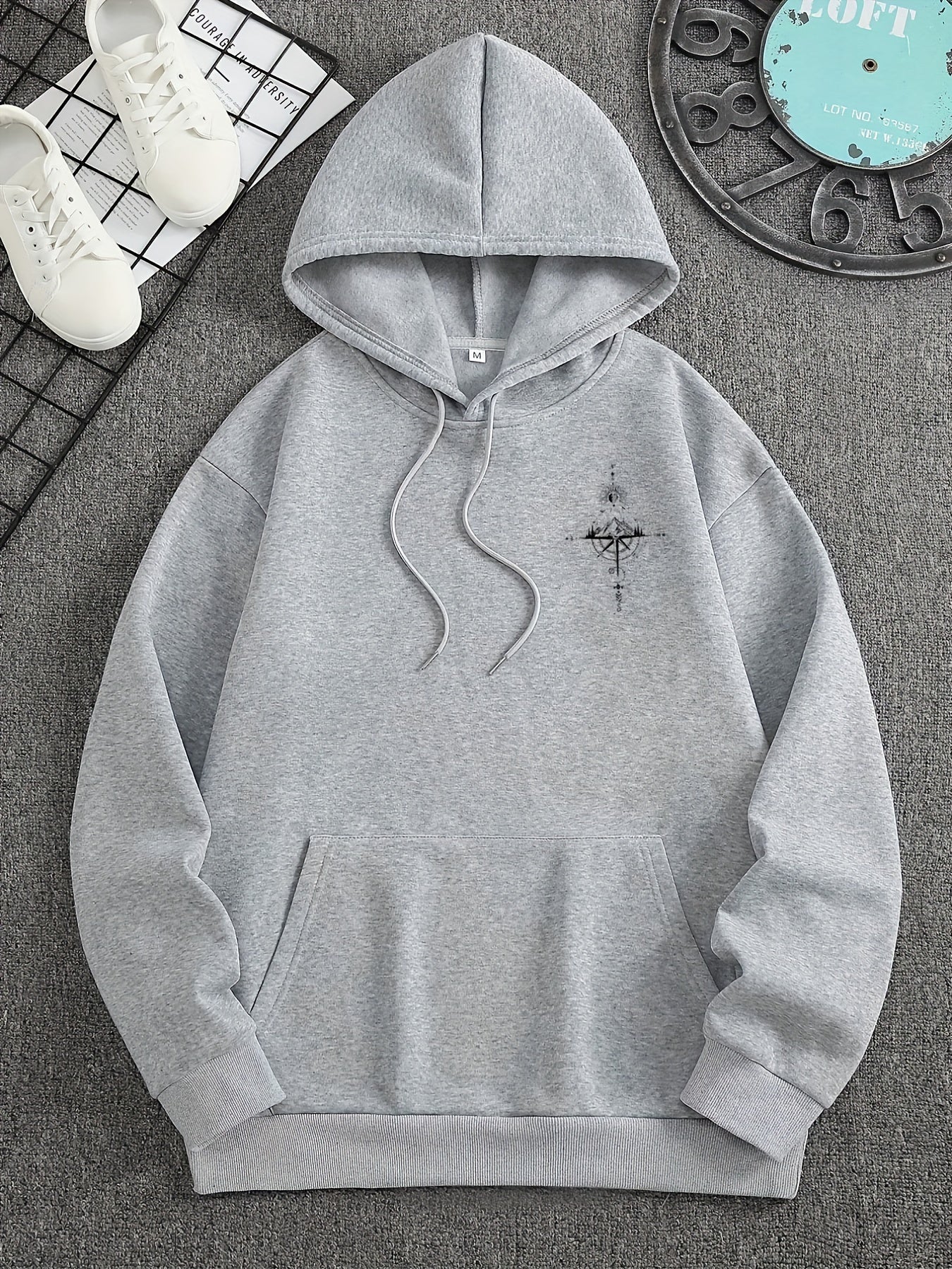 Herrer Hoodie Med Printdetalje & Kængurulomme