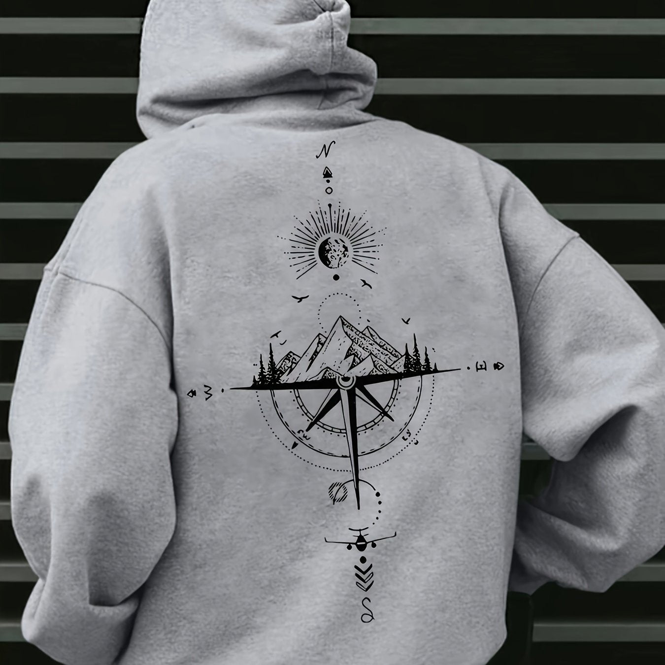 Herrer Hoodie Med Printdetalje & Kængurulomme