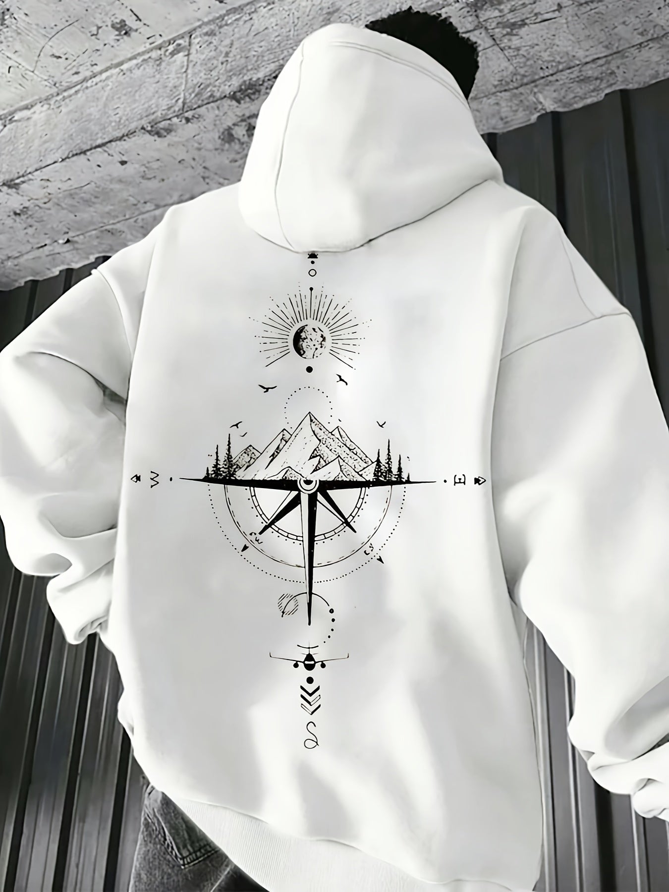 Herrer Hoodie Med Printdetalje & Kængurulomme