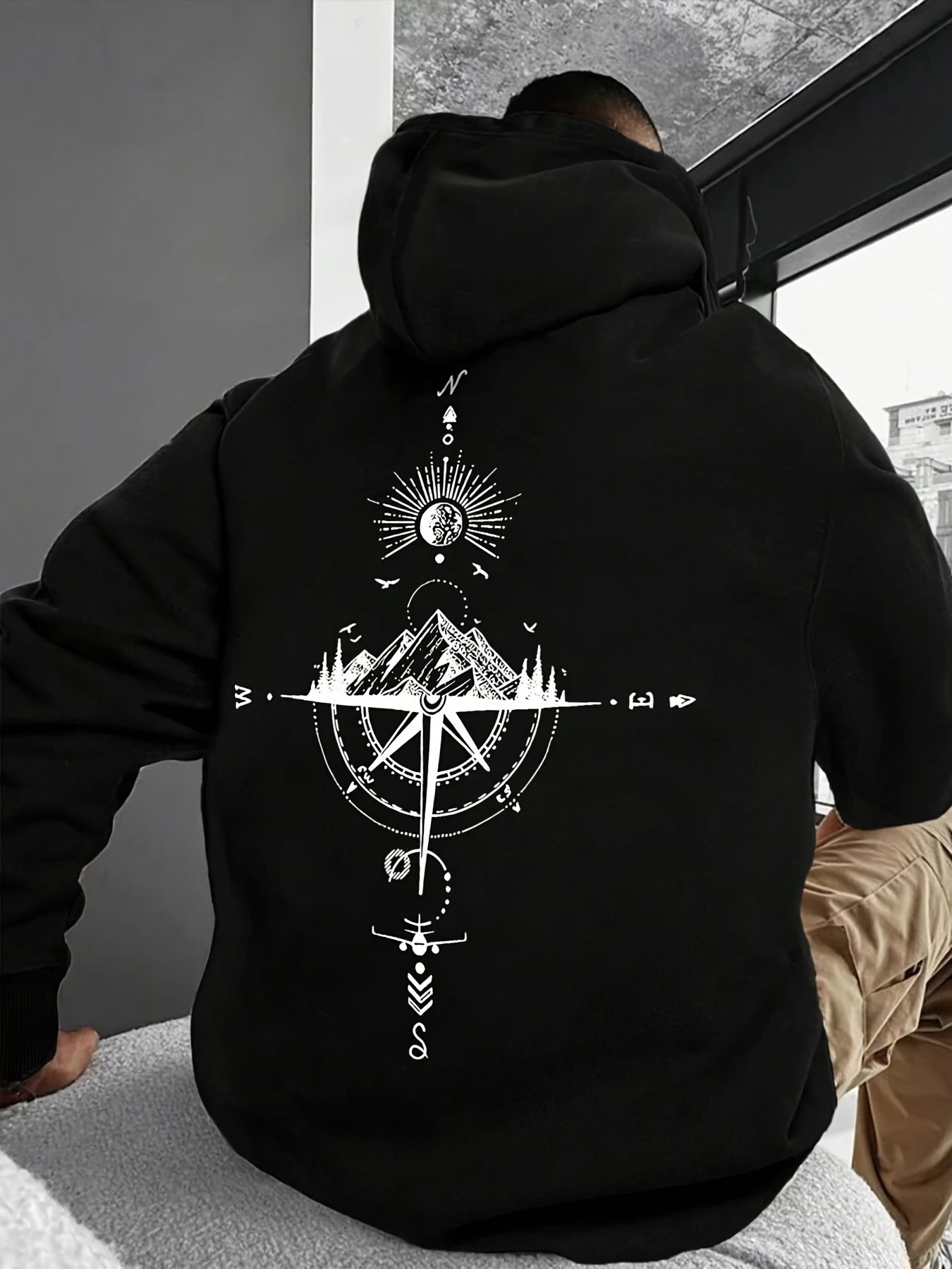 Herrer Hoodie Med Printdetalje & Kængurulomme