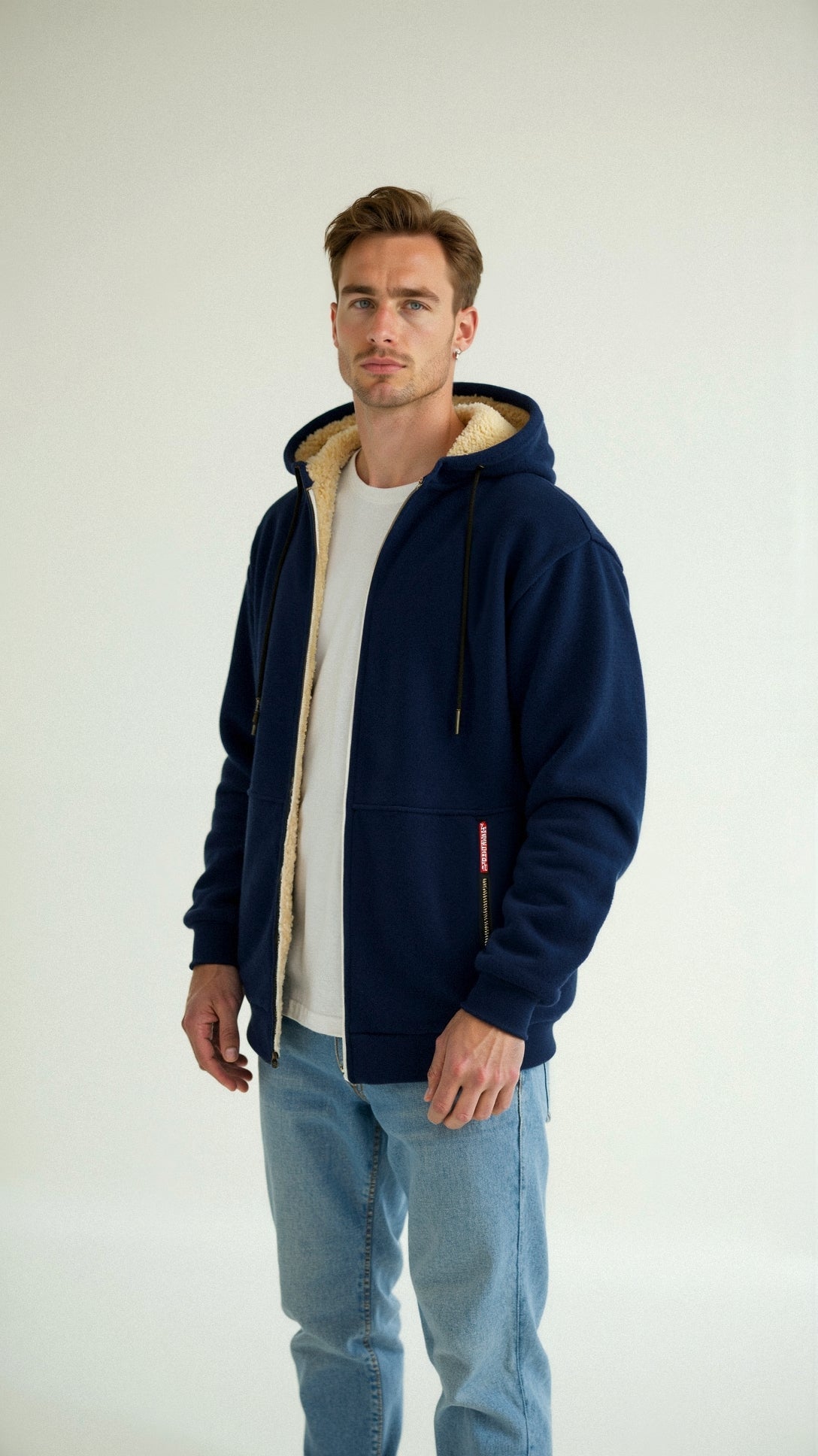Herrer Hoodie Med Sherpa Foring & Lynlås