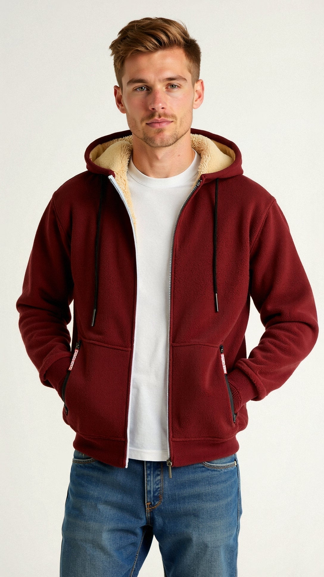 Herrer Hoodie Med Sherpa Foring & Lynlås