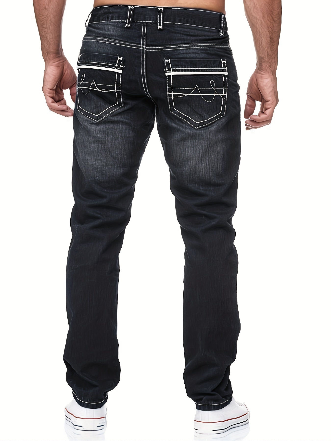 Herrer Jeans Med Kontrast Syning & Vask