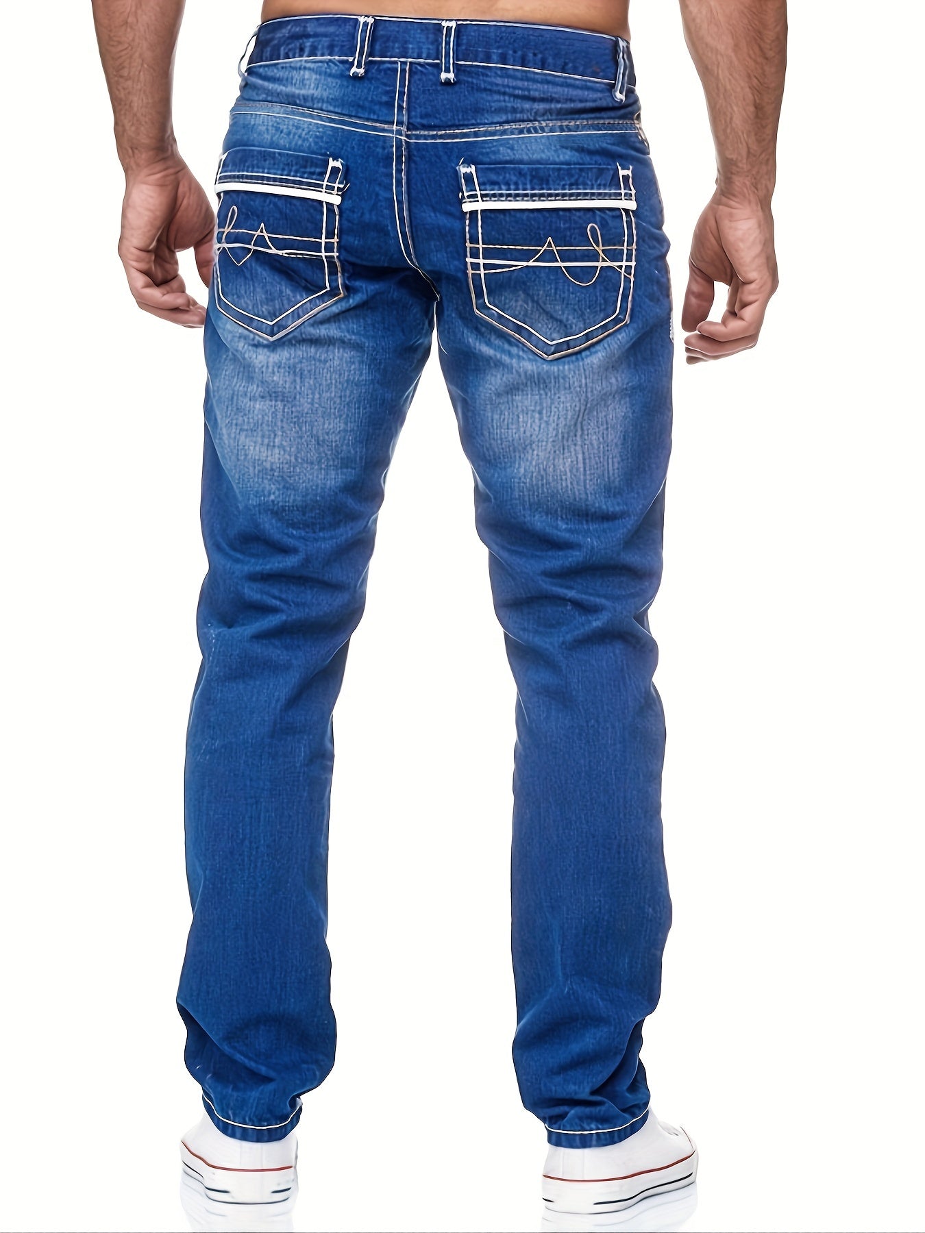 Herrer Jeans Med Kontrast Syning & Vask