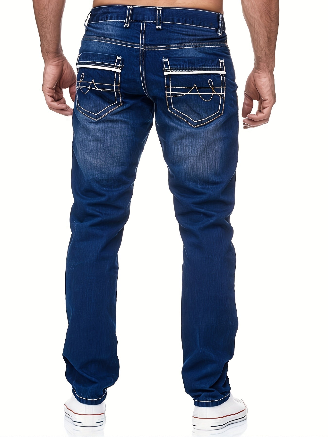 Herrer Jeans Med Kontrast Syning & Vask