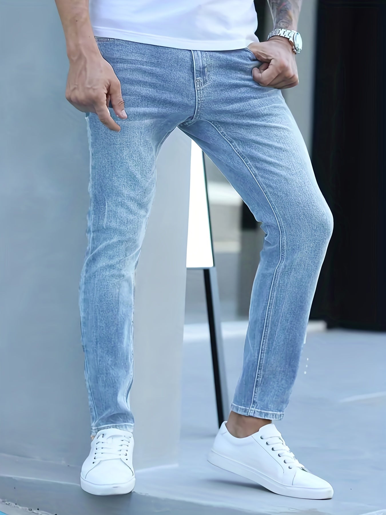 Herrer Jeans Med Stonewash & Smal Pasform