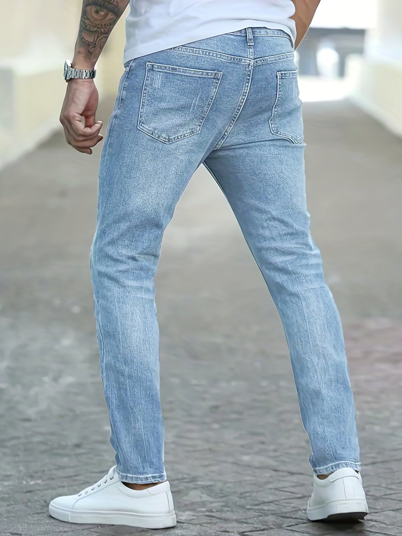 Herrer Jeans Med Stonewash & Smal Pasform