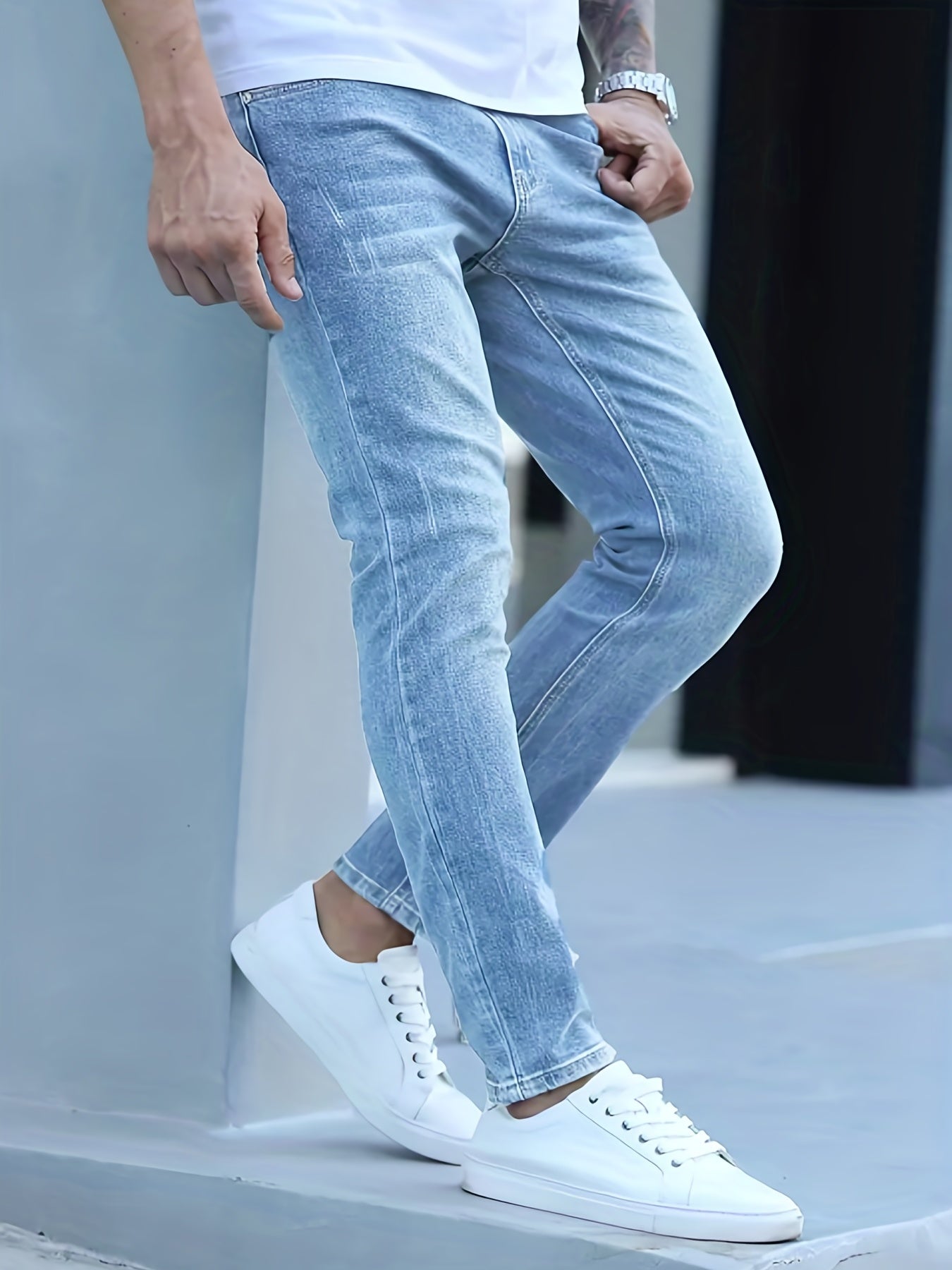 Herrer Jeans Med Stonewash & Smal Pasform