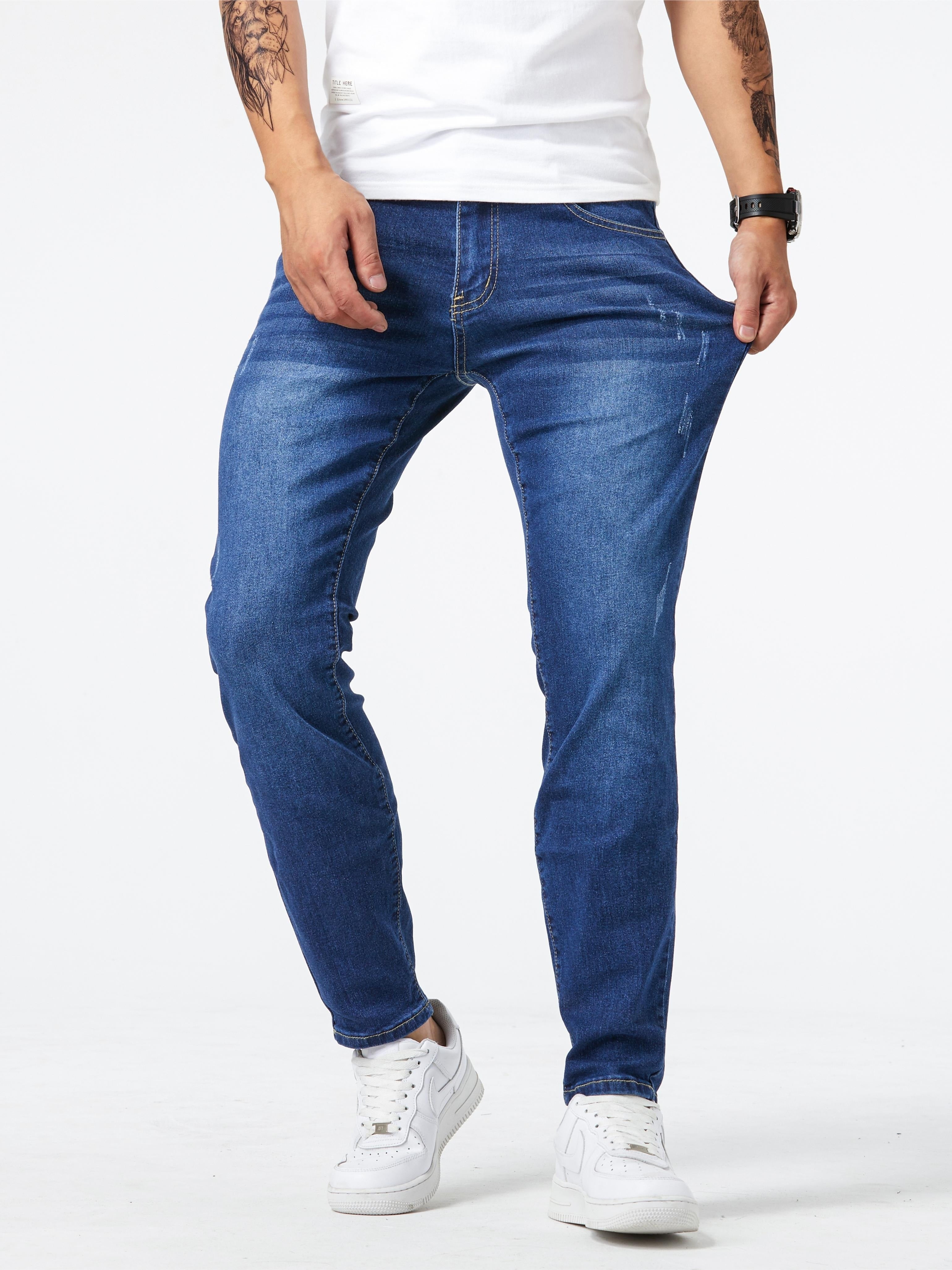 Herrer Jeans Med Stonewash & Smal Pasform