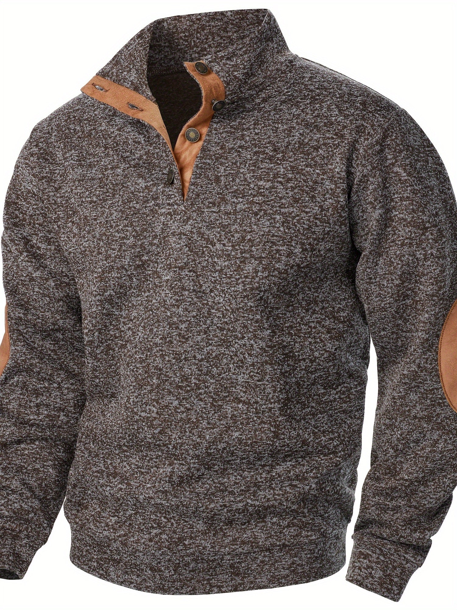 Herrer Pullover Med Knaplukning & Albuelapper