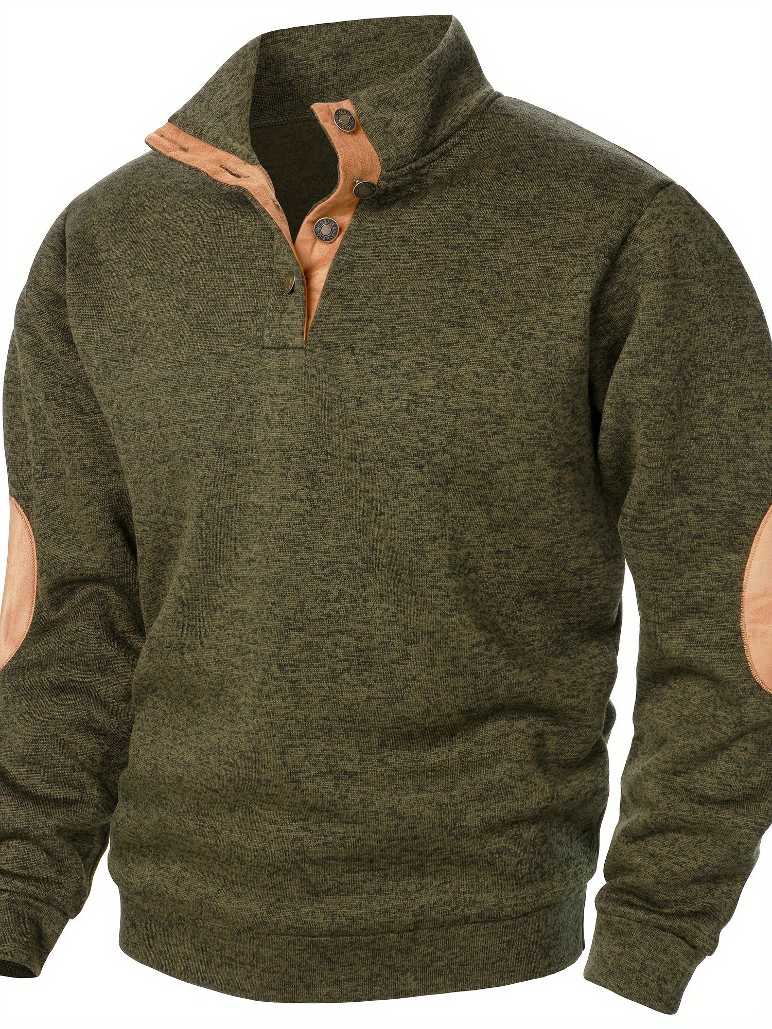 Herrer Pullover Med Knaplukning & Albuelapper