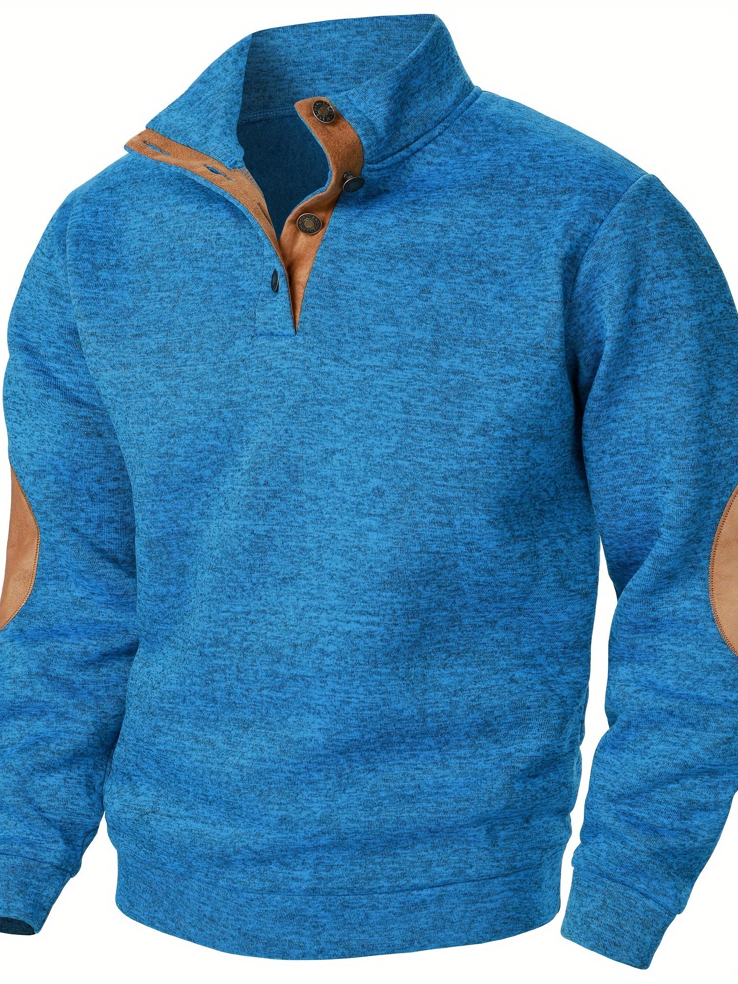 Herrer Pullover Med Knaplukning & Albuelapper