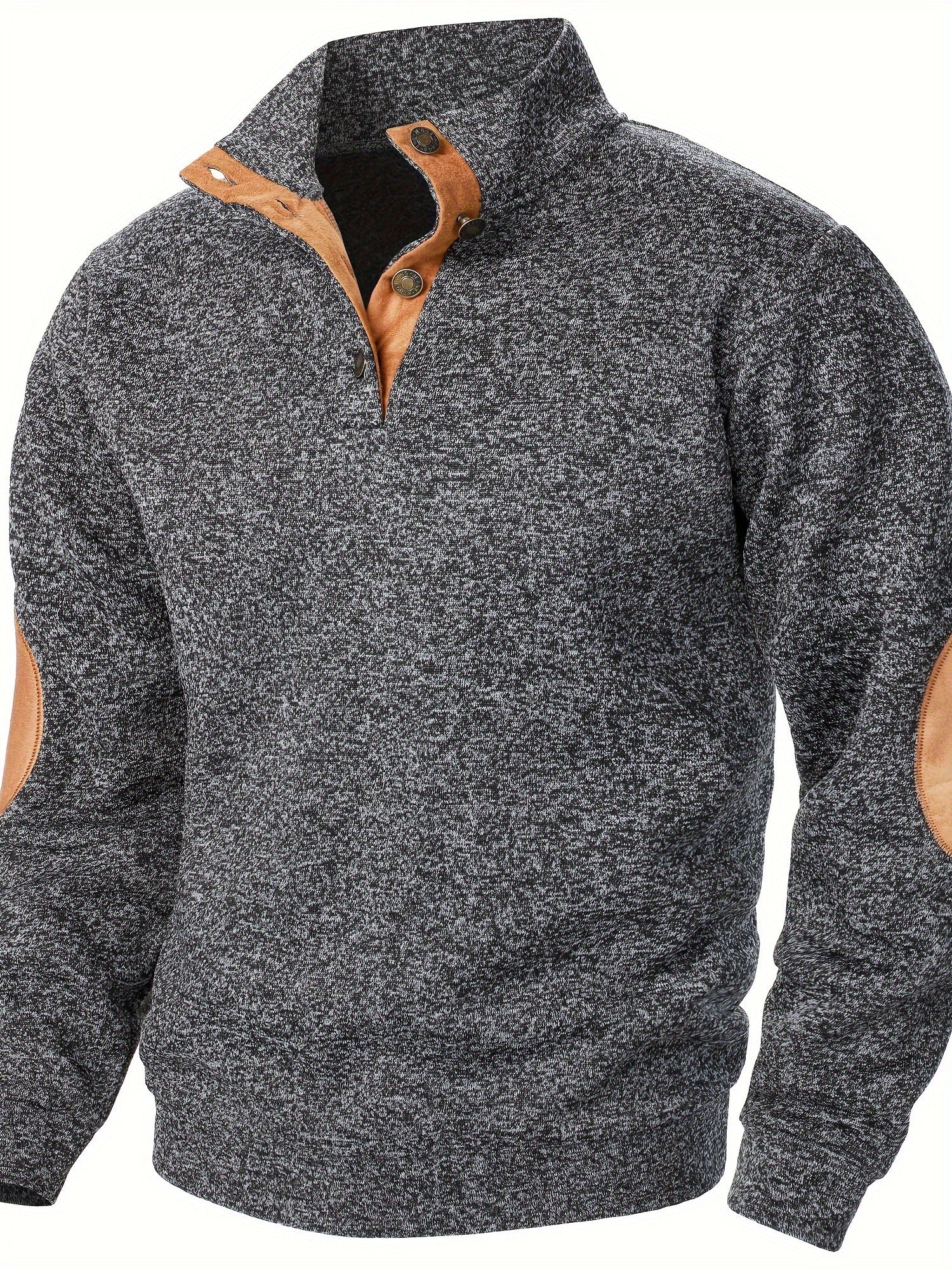 Herrer Pullover Med Knaplukning & Albuelapper